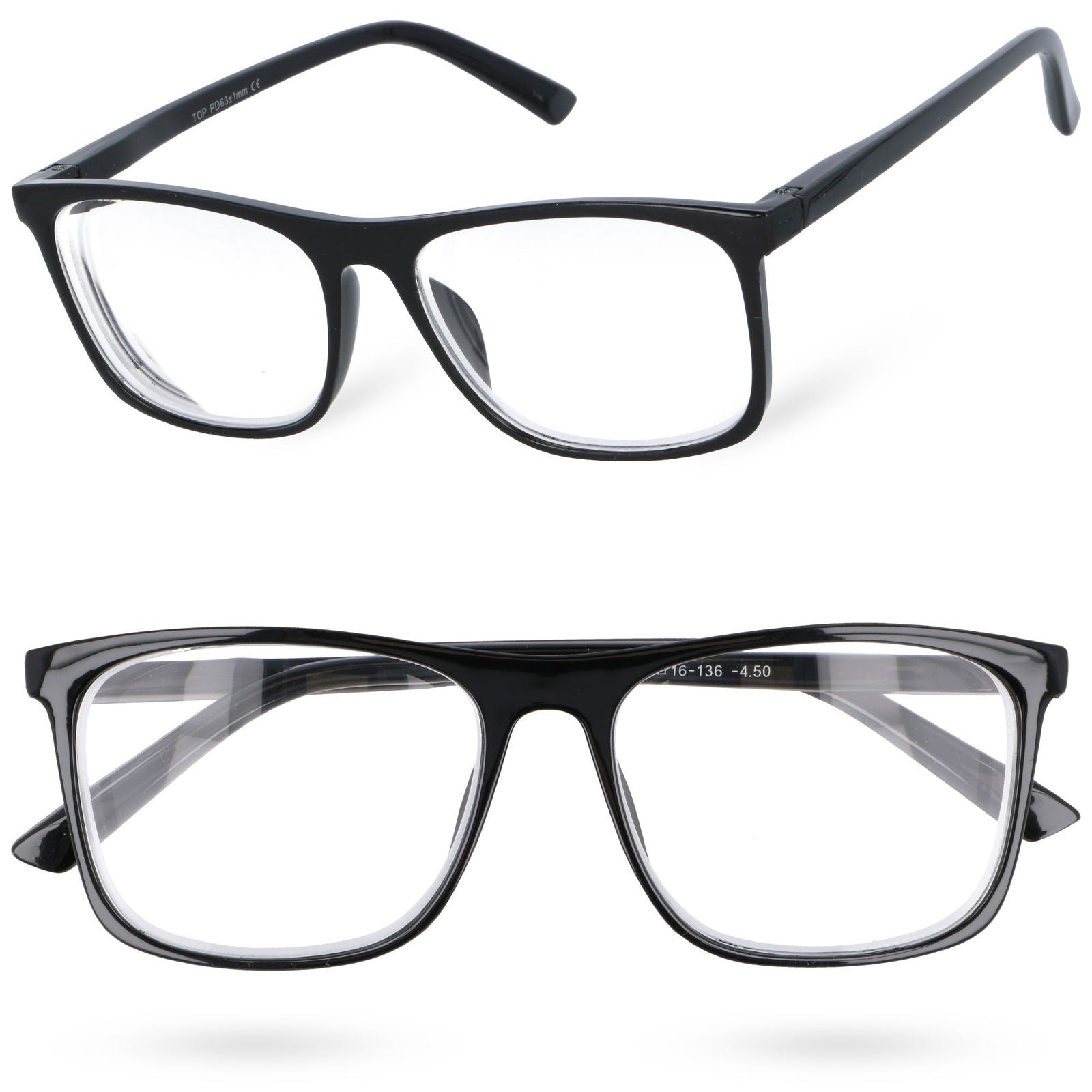 CLEARVISION czarne prostokątne okulary korekcyjne minus MORAMO