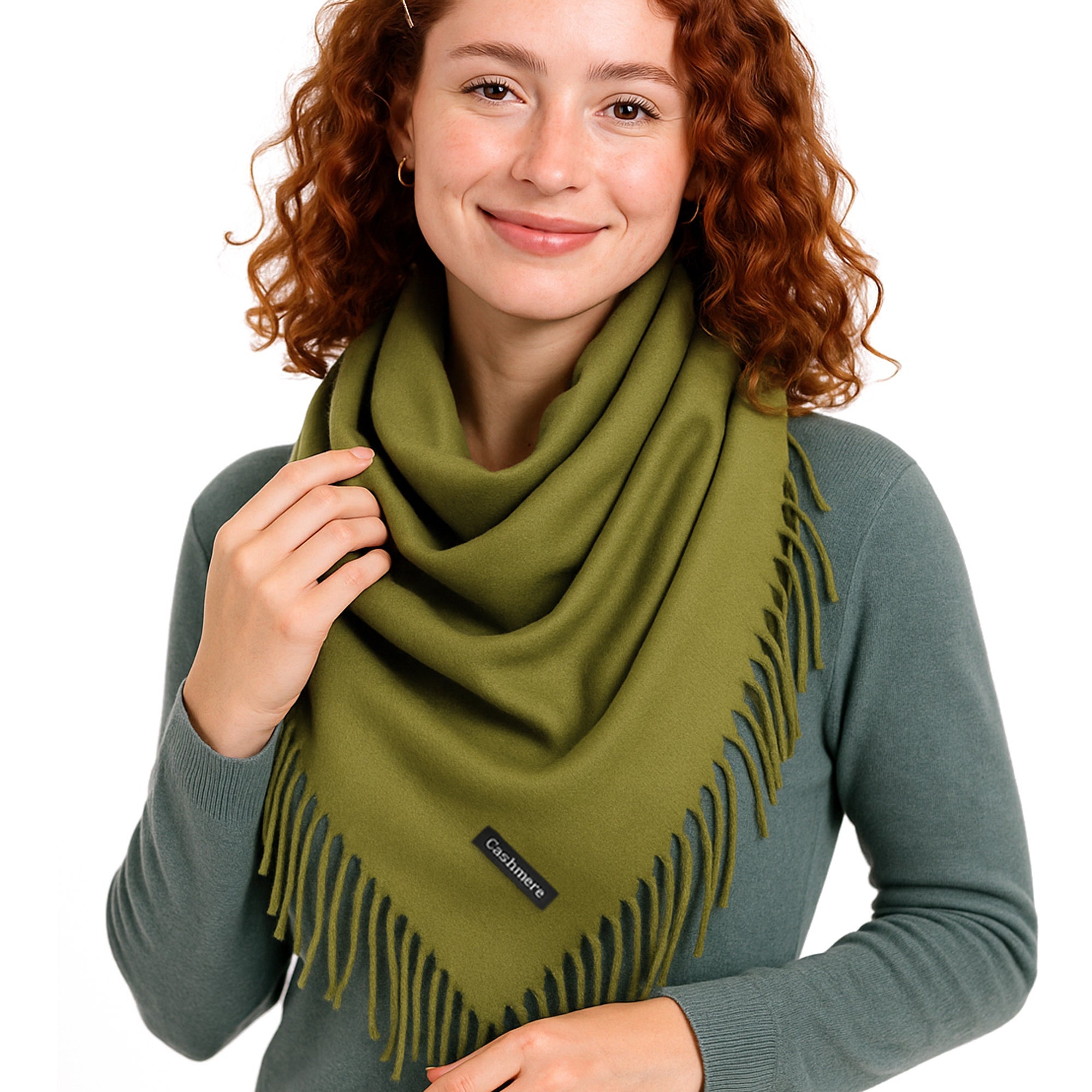 ELEGANT WARMTH bladozielona chusta damska z wiskozy MORAMO