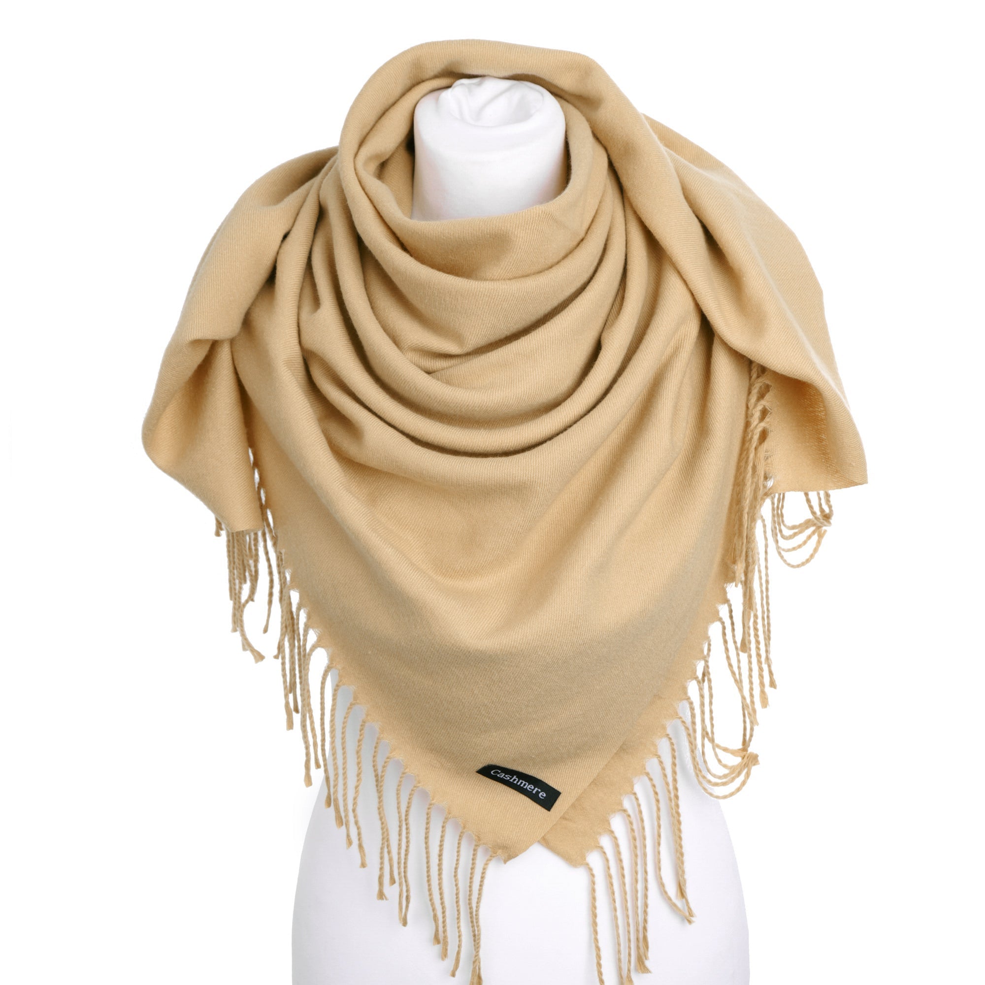 ELEGANT WARMTH kwadratowa chusta damska beżowa MORAMO