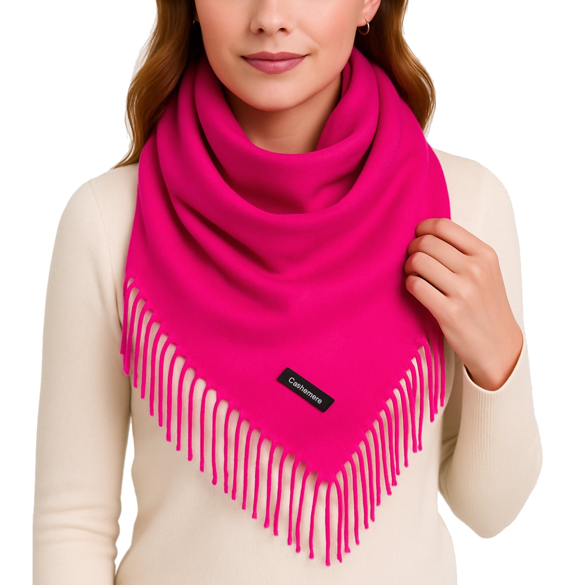 ELEGANT WARMTH kwadratowa chusta damska fuksja z wiskozy MORAMO