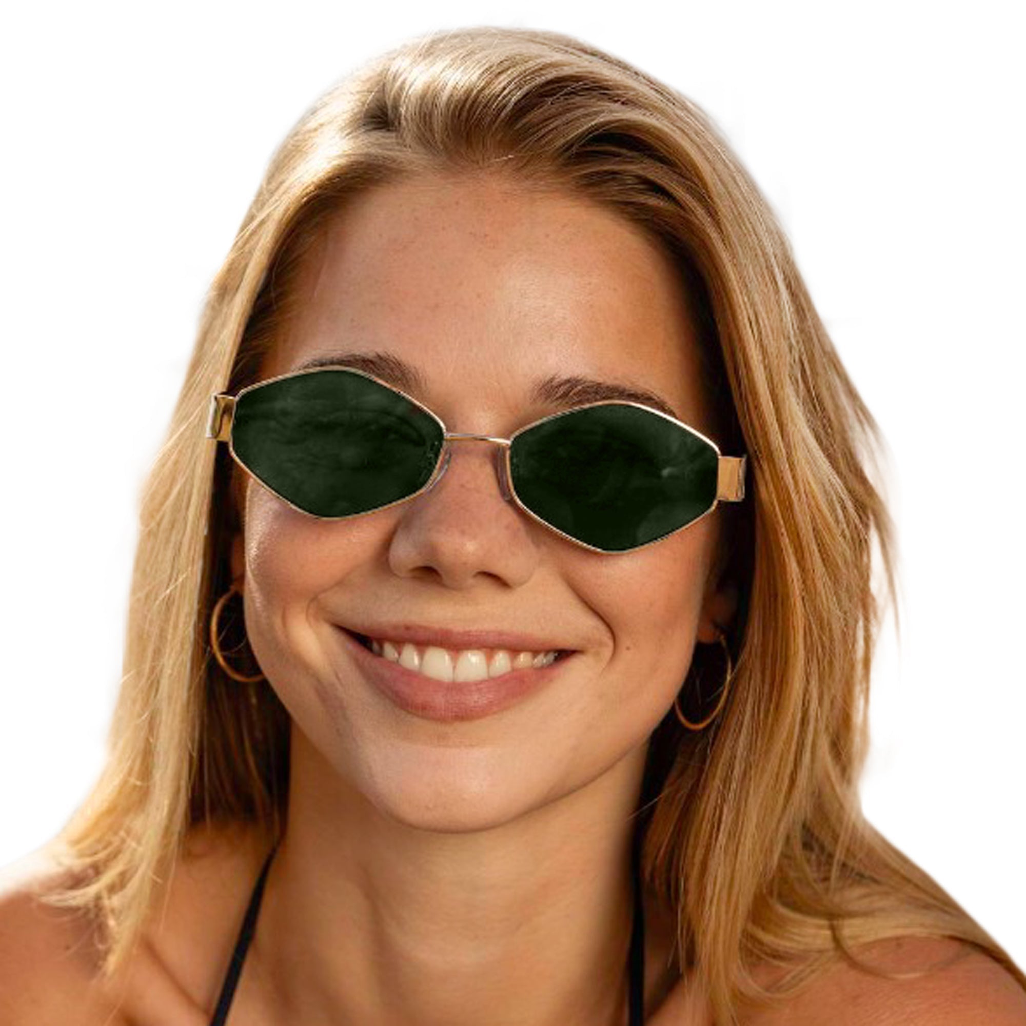 ELLIS GOLD wielokątne okulary przeciwsłoneczne UV MORAMO