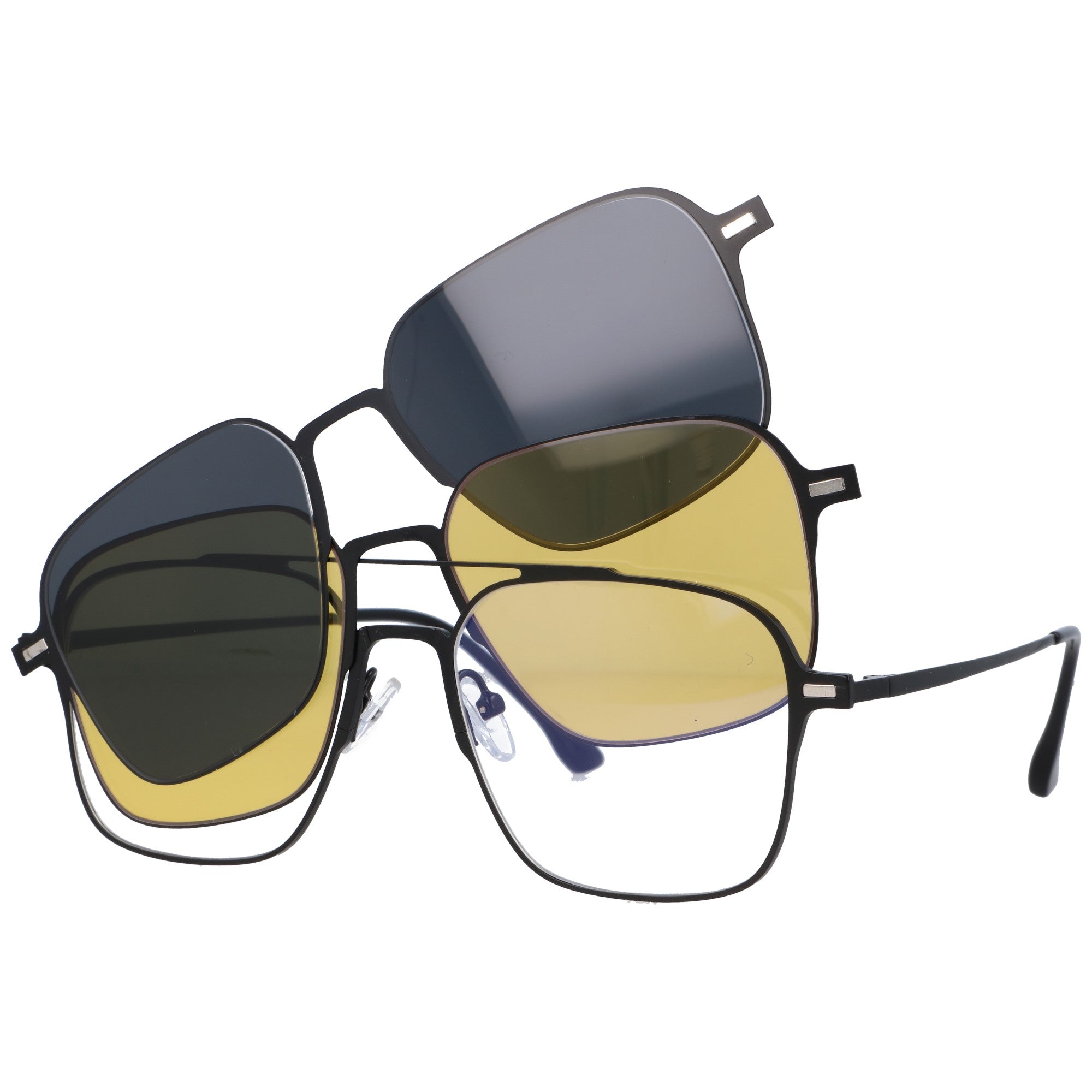 FLEXISHADE czarne oprawki korekcyjne clip-on pilotki MORAMO