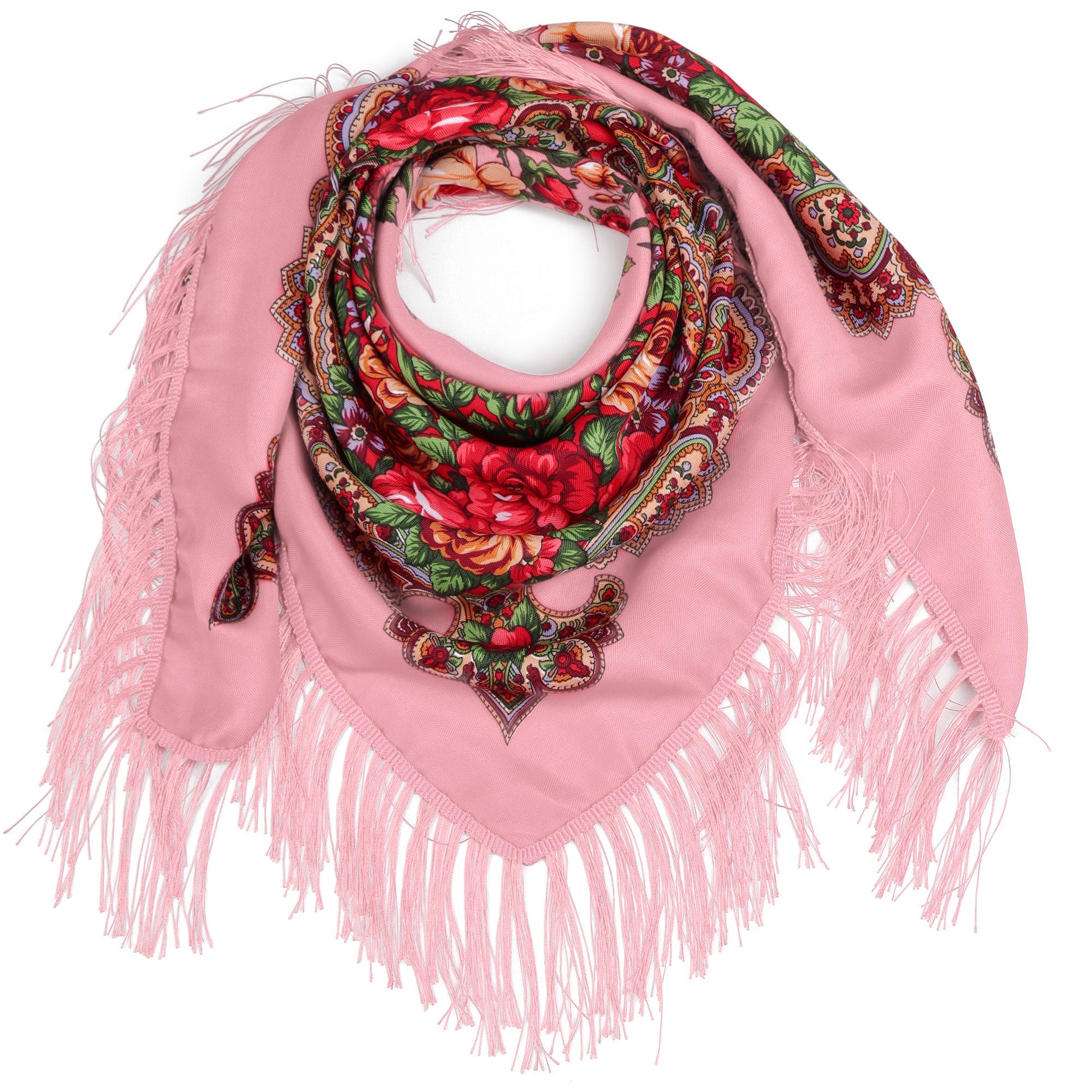 FLORAL HIGHLAND damska różowa chusta w kwiaty MORAMO