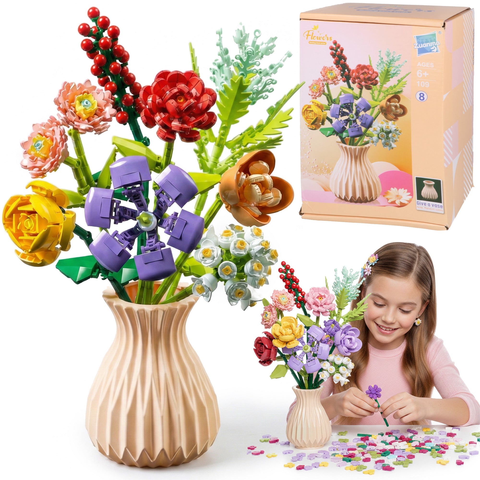 FLOWERS klocki bukiet kwiatów w wazonie 792 MORAMO