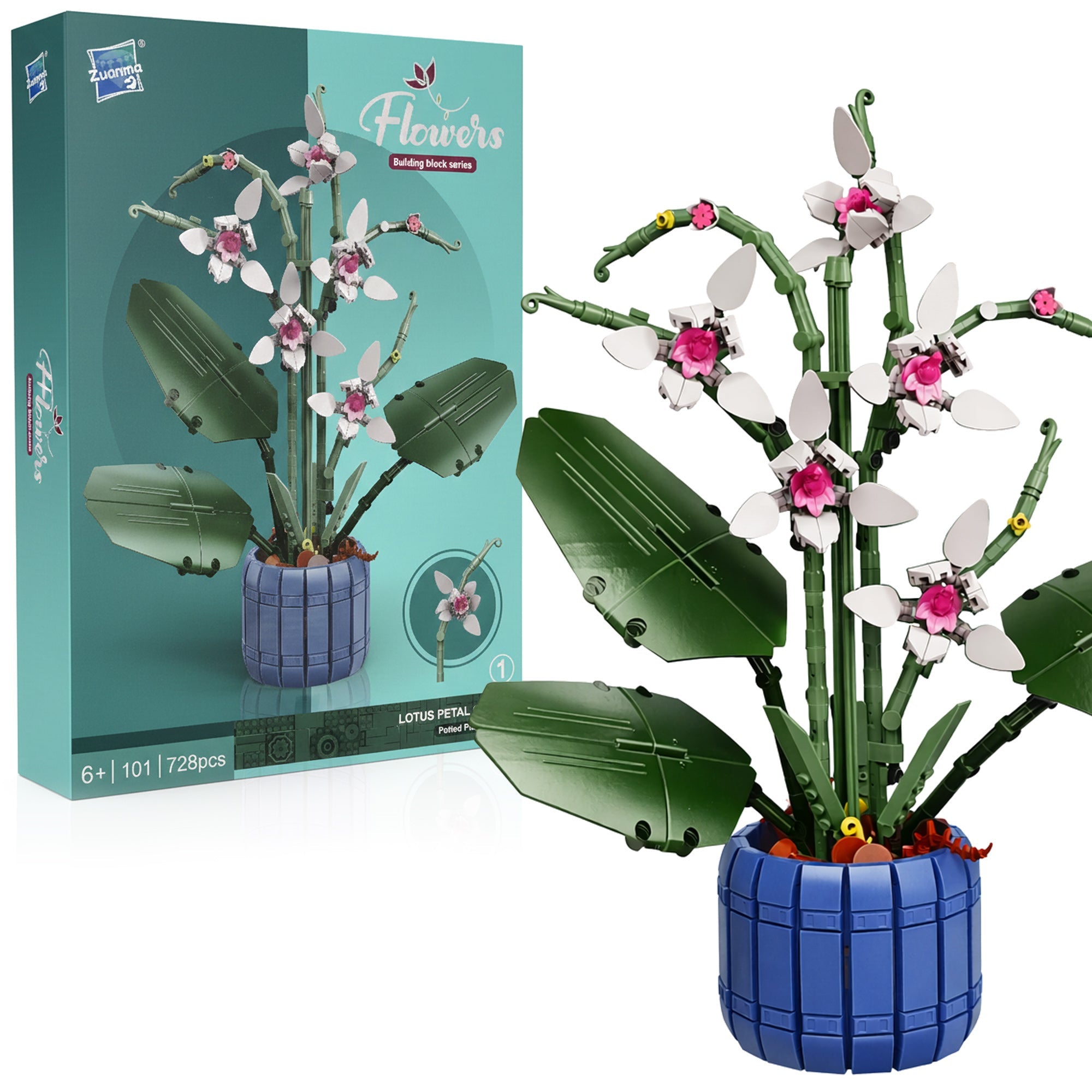 FLOWERS klocki orchidea zestaw botaniczny 728 elementów MORAMO