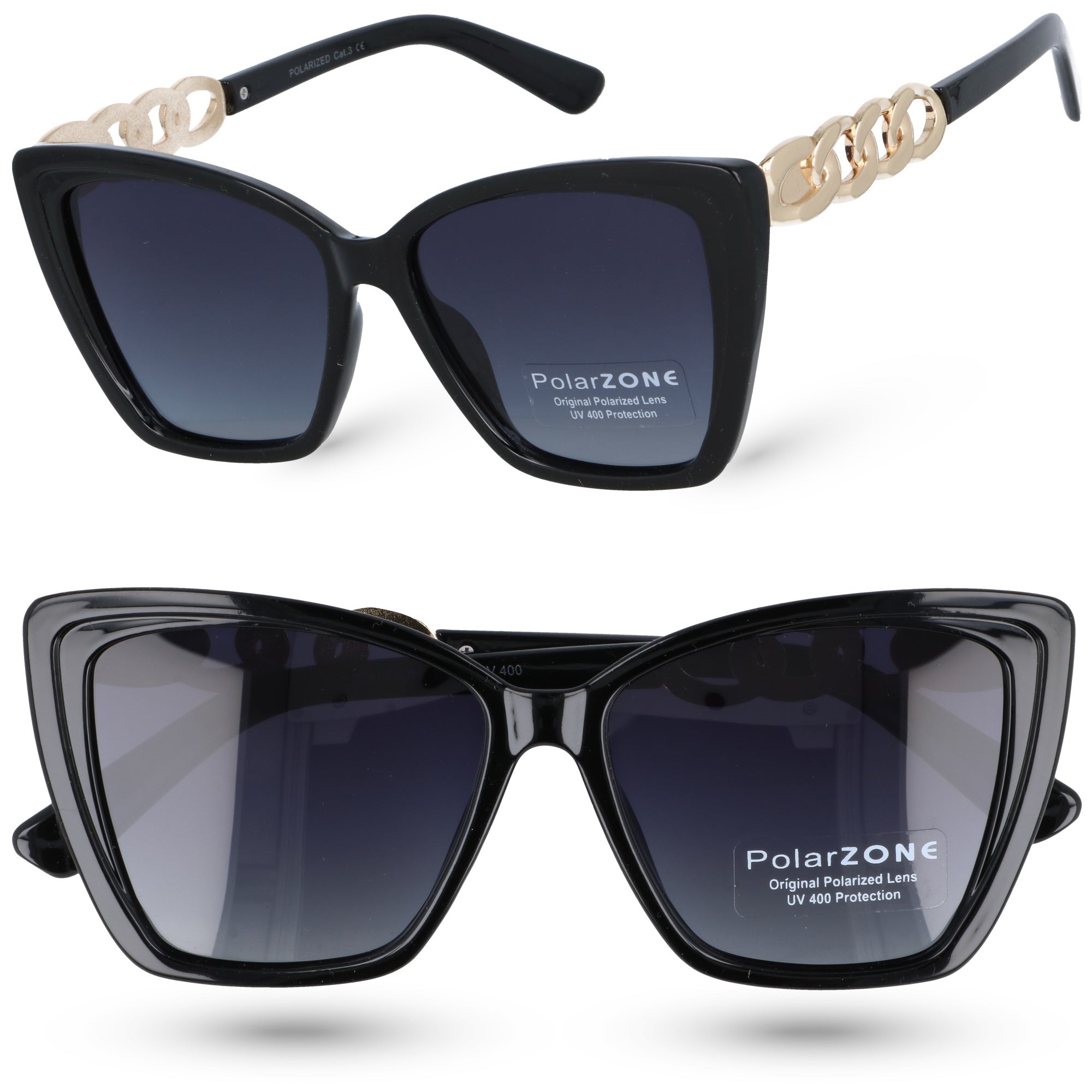 NEGRO czarne damskie okulary polaryzacyjne kocie oczy MORAMO