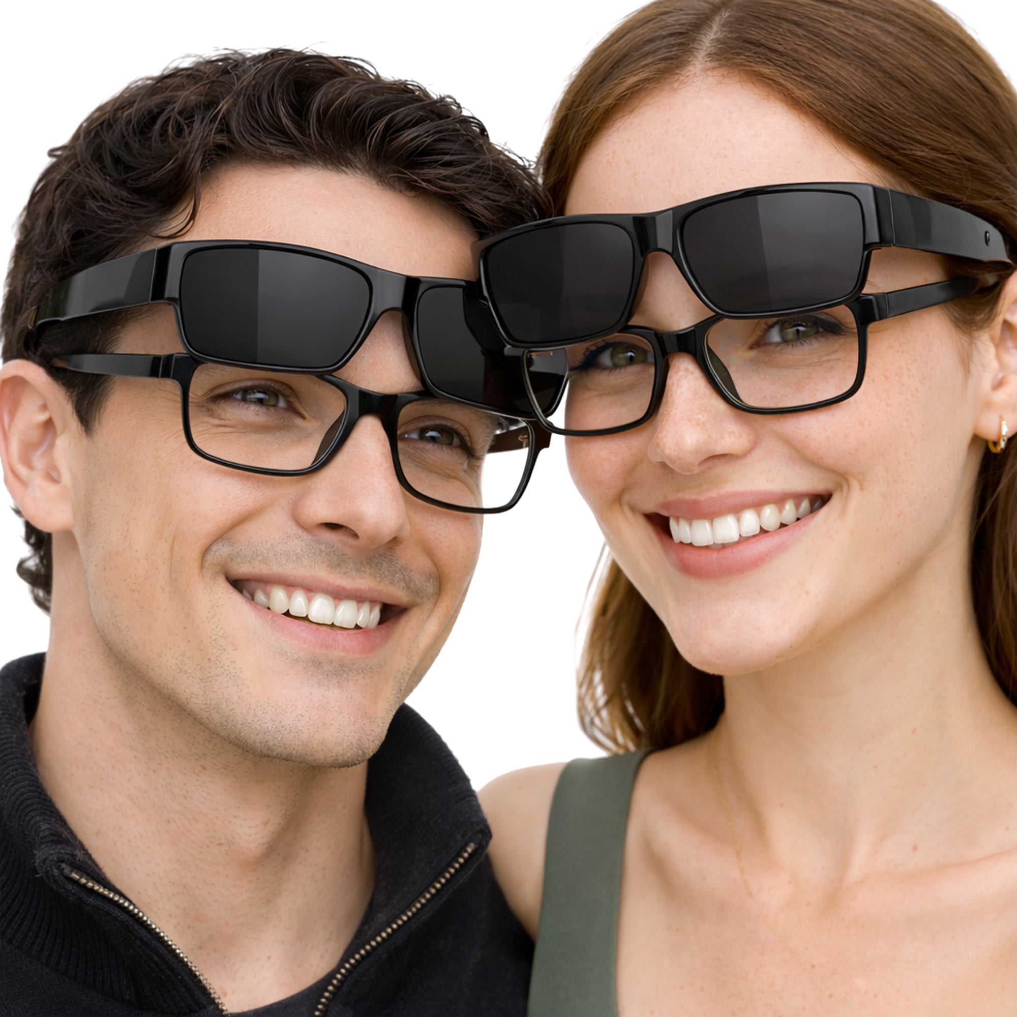 NERDY czarne polaryzacyjne okulary z nakładkami MORAMO