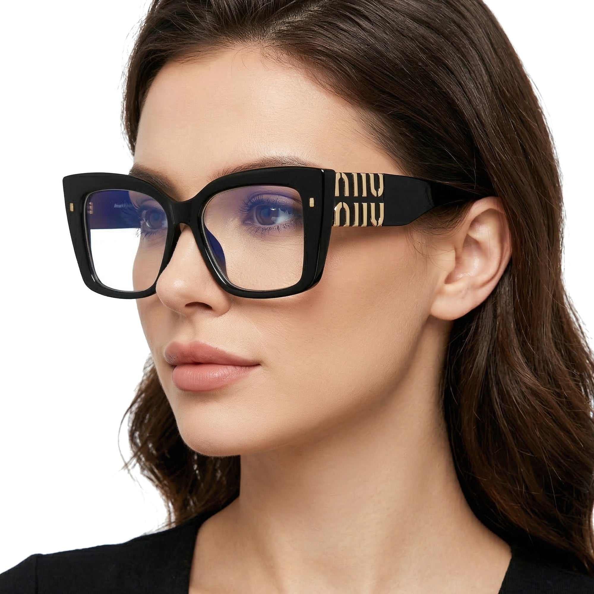 NOIR NOVA czarne damskie okulary oversize zerówki MORAMO