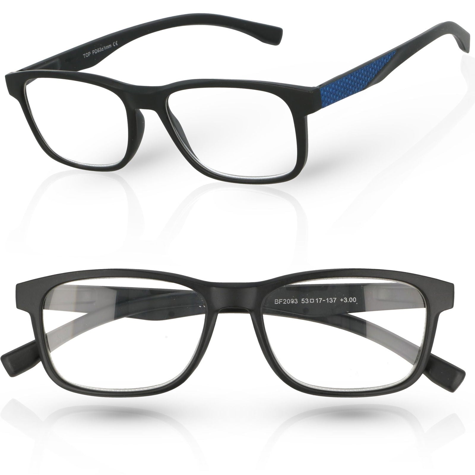 OPTIPLUS BLUE czarne okulary korekcyjne do czytania MORAMO