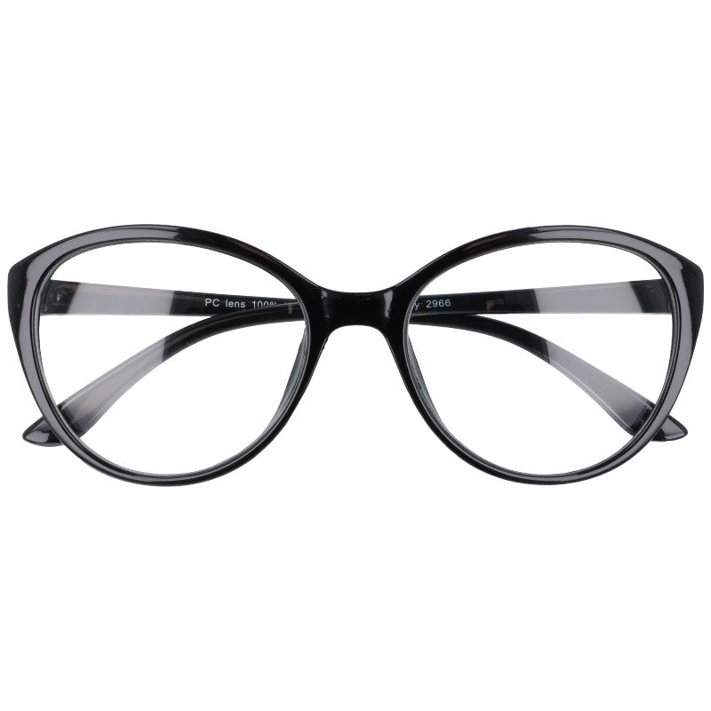VARKA czarne damskie okulary zerówki kocie oczy MORAMO