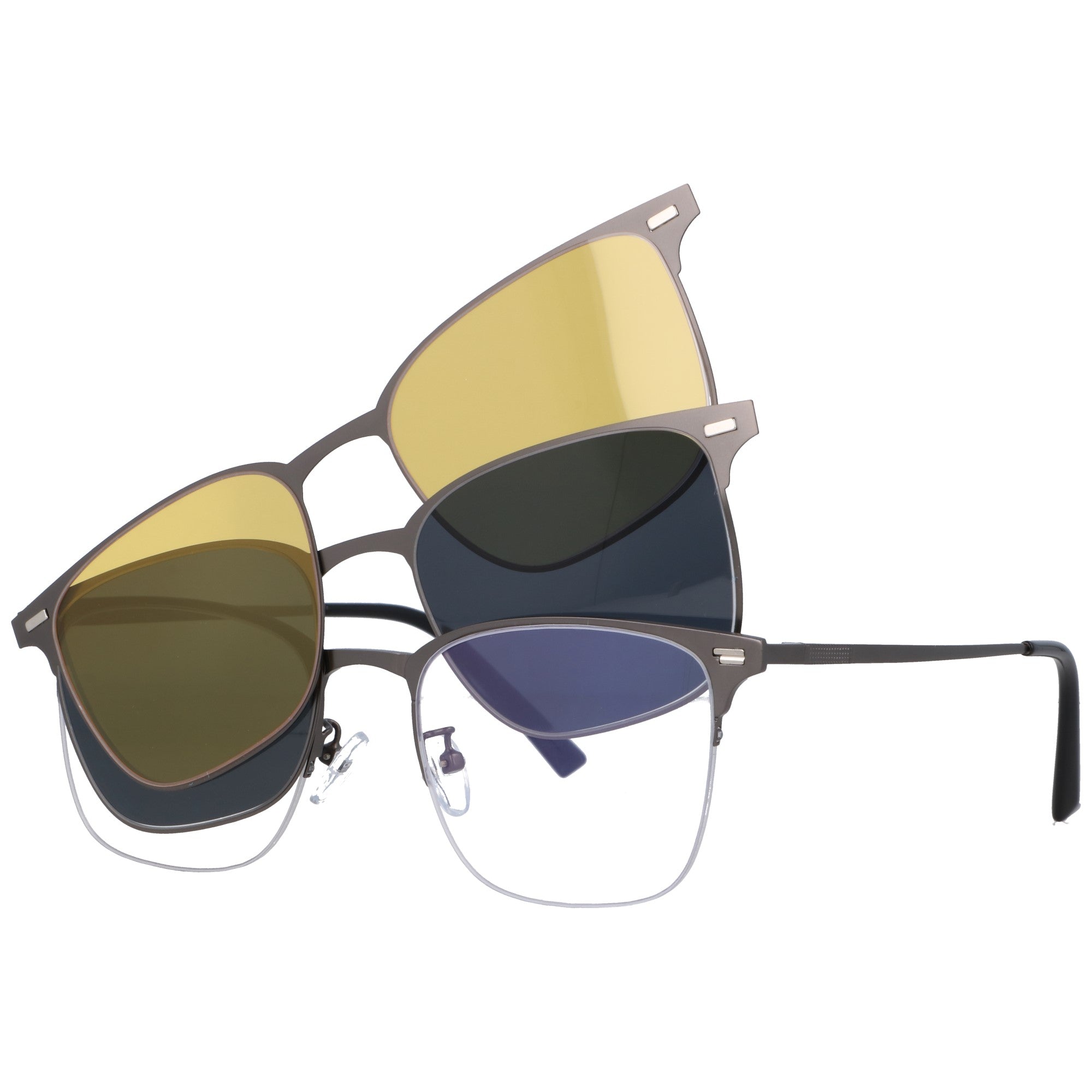 WAYFARER szare okulary z nakładkami clip on MORAMO