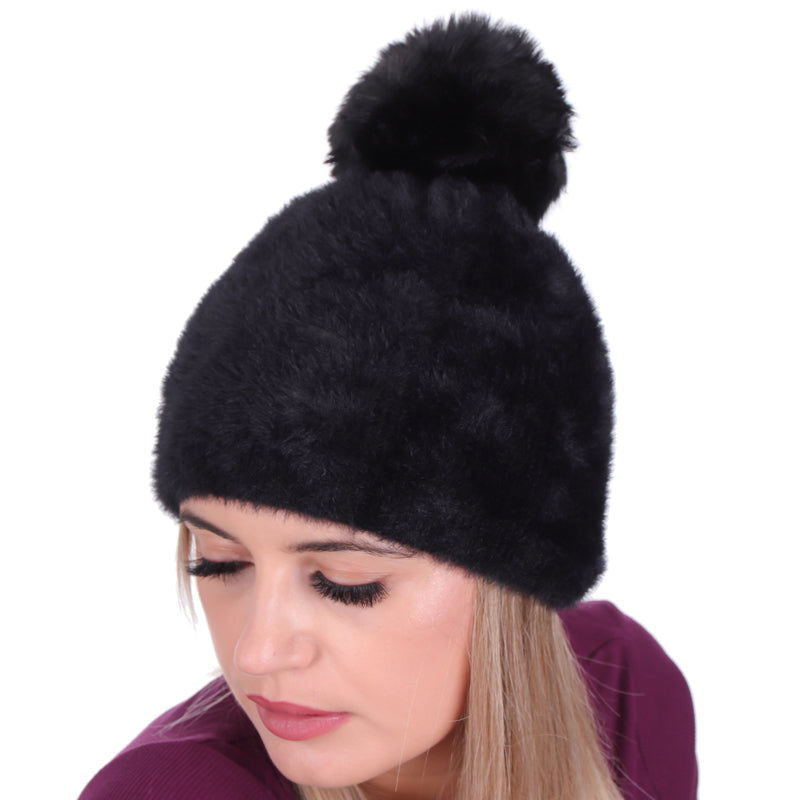 Czapka ALPAKA POMPON BLACK