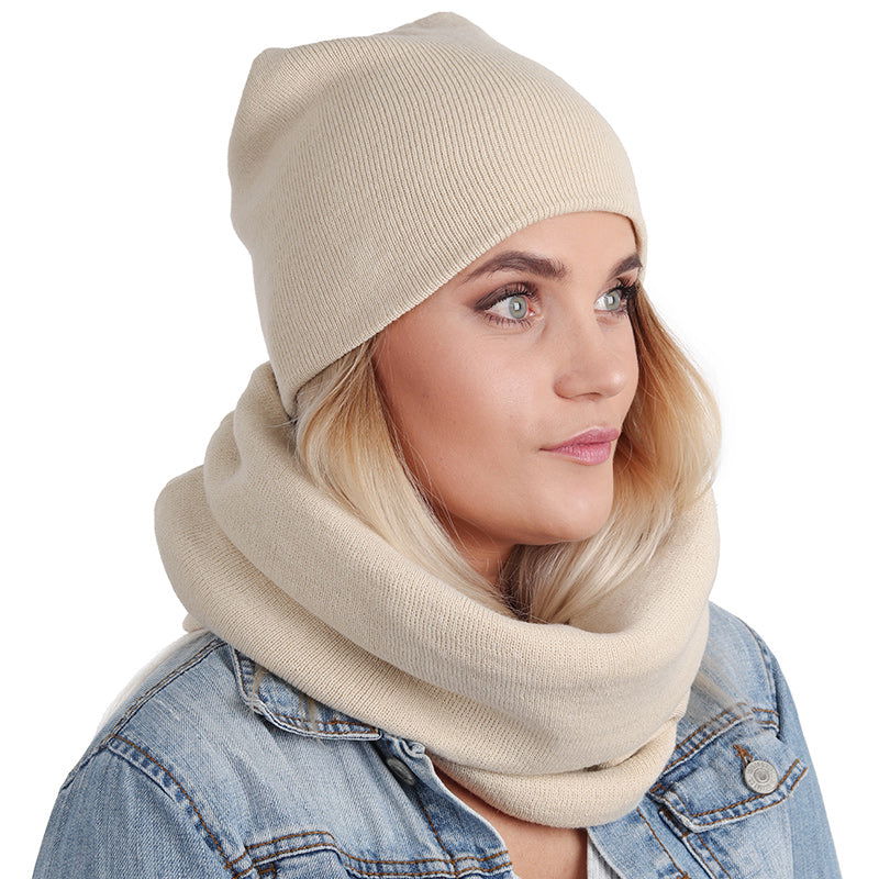 Komplet czapka i komin WARM DUET BEIGE