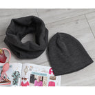 Komplet czapka i komin WARM DUET DARK GRAY