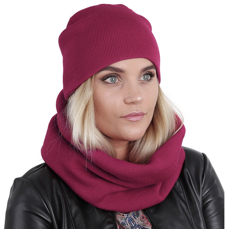 Komplet czapka i komin WARM DUET FUCHSIA