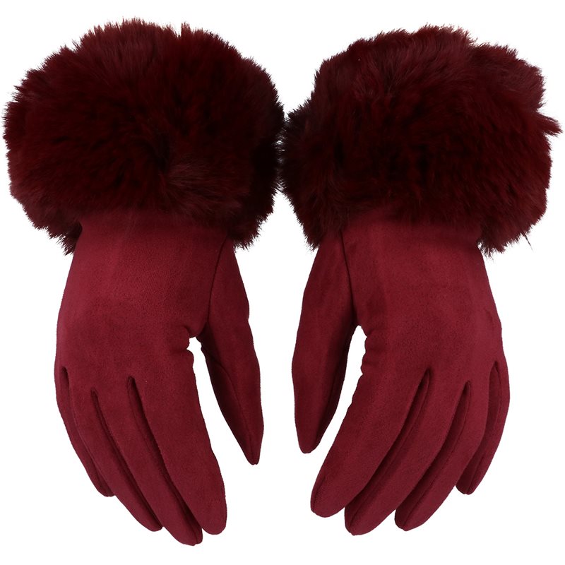 Rękawiczki WINTER FUR TOUCH BURGUNDY