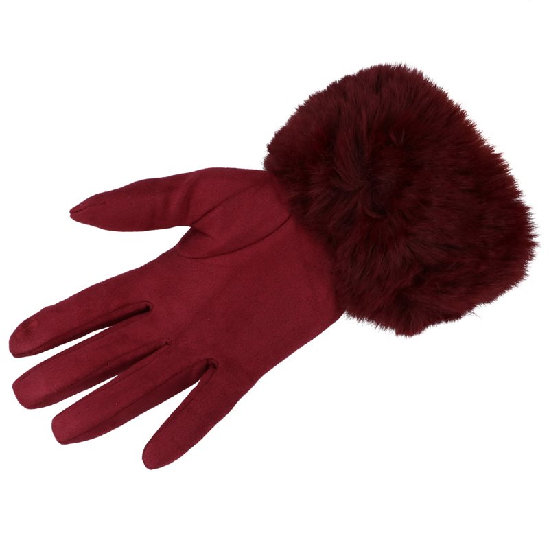 Rękawiczki WINTER FUR TOUCH BURGUNDY