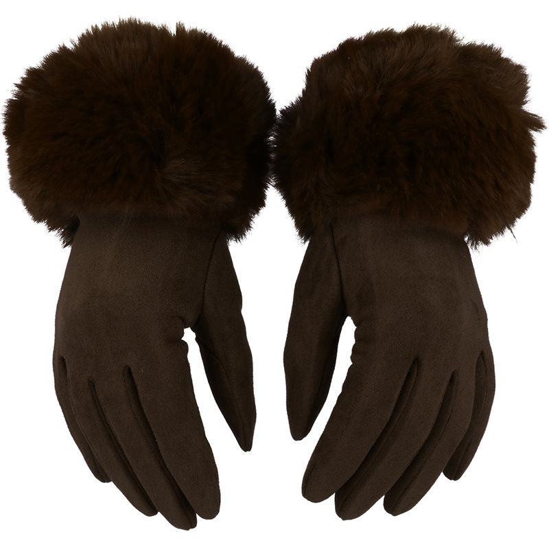 Rękawiczki WINTER FUR TOUCH DARK BROWN