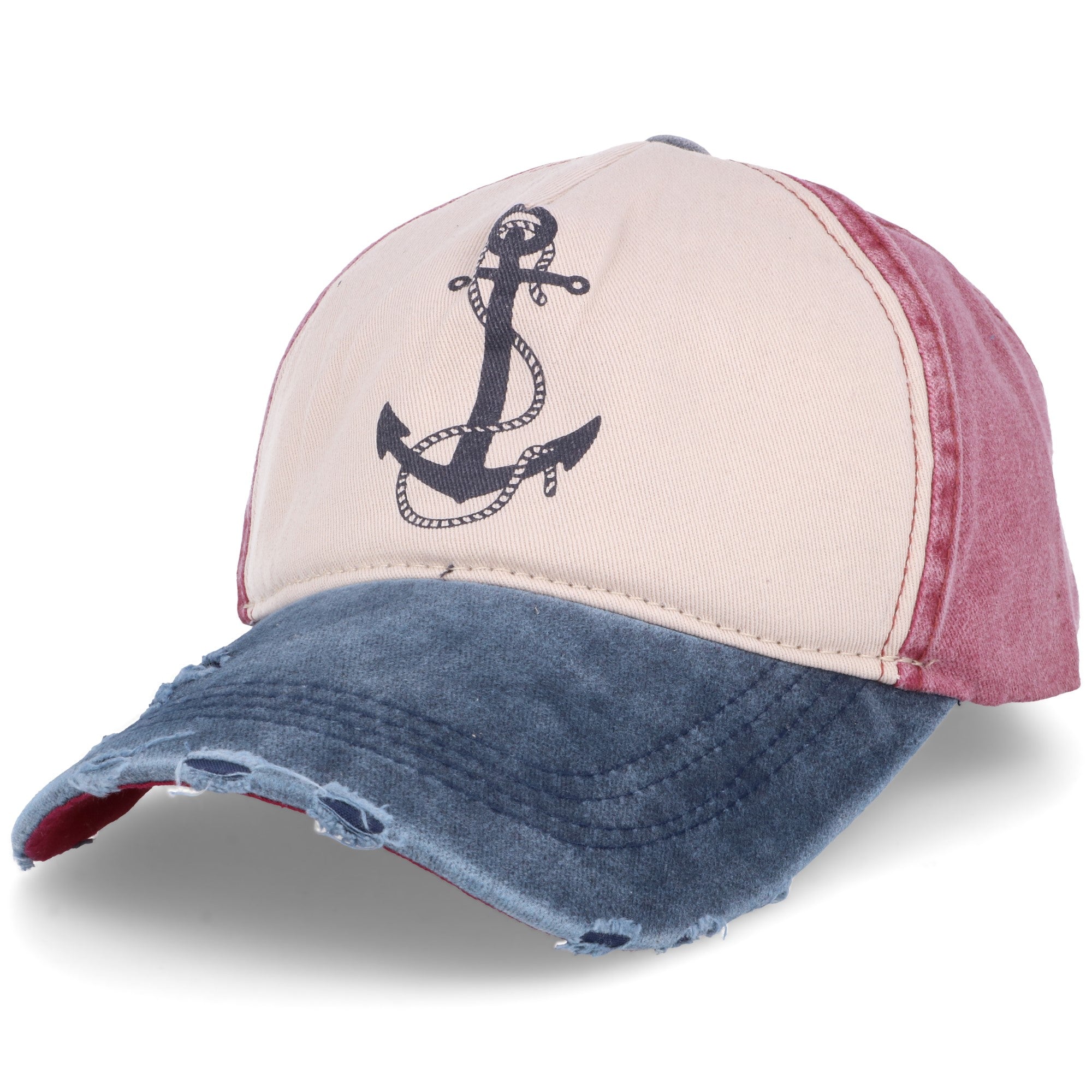 ANCHOR NAVY czapka z daszkiem niebieska bawełniana unisex MORAMO