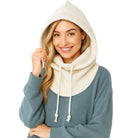 LUMI zimowa balaclava ecru prążkowana unisex MORAMO