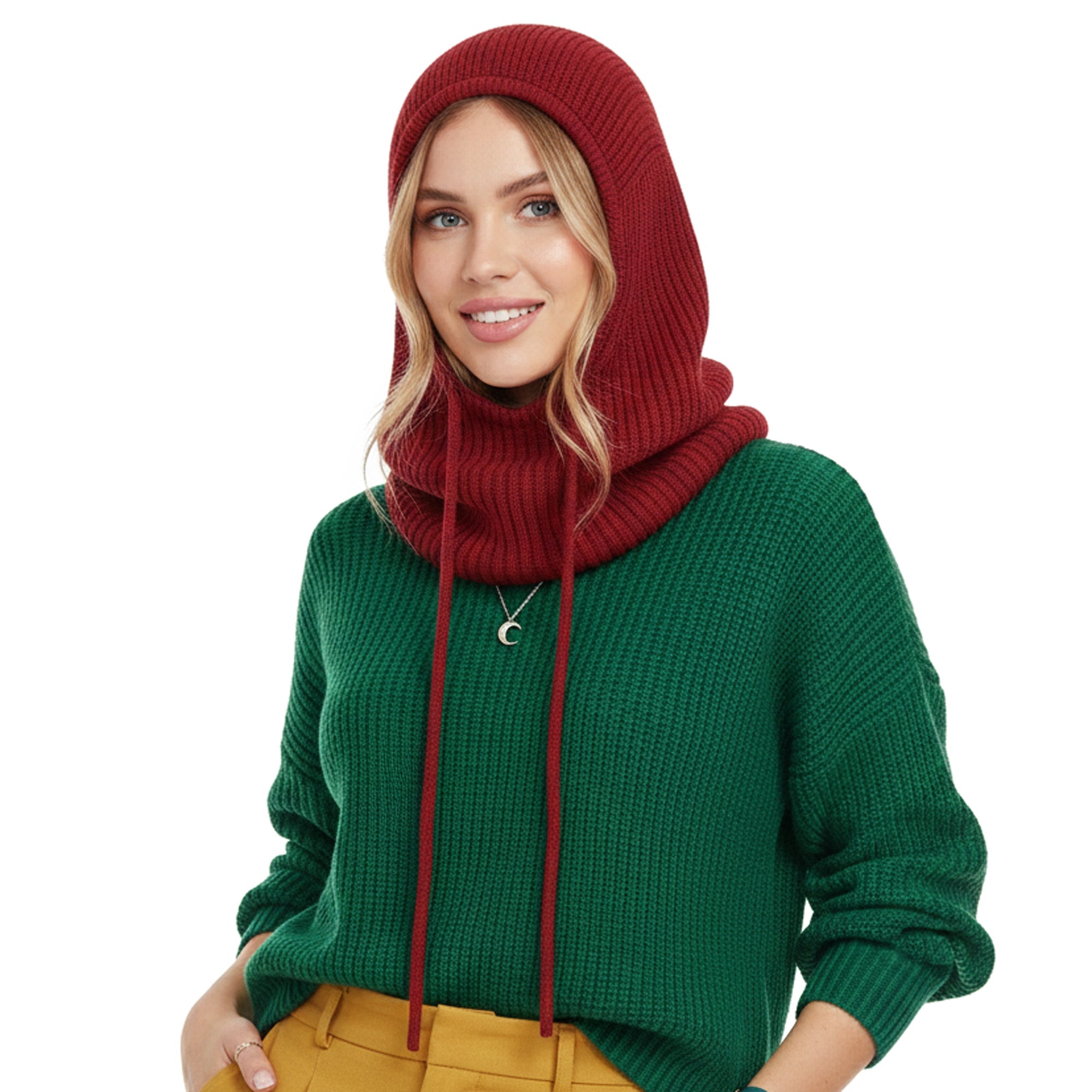 NOVA prążkowany kaptur balaclava burgundy unisex MORAMO