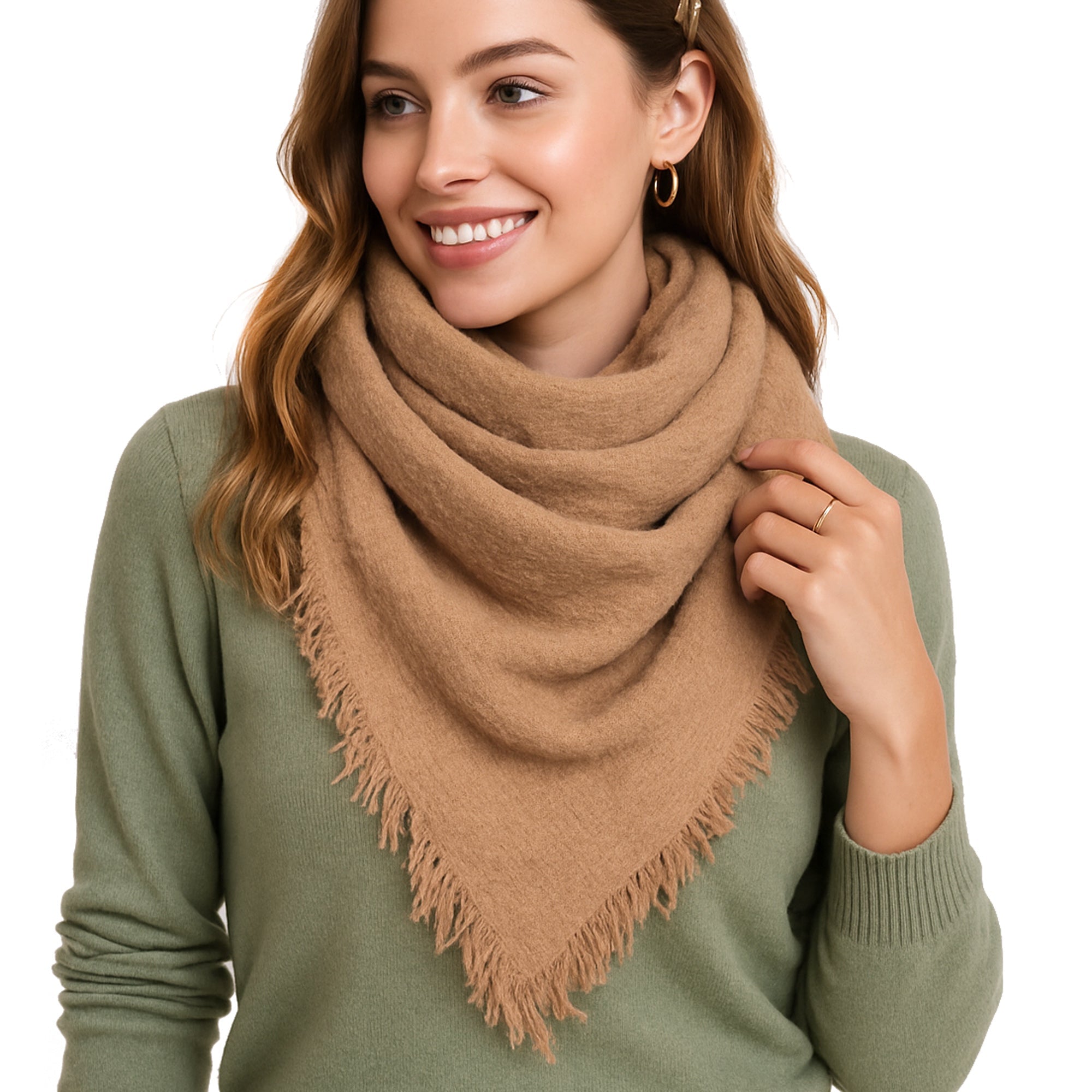 BREEZE gładki wielbłądzi szal damski z wiskozy MORAMO