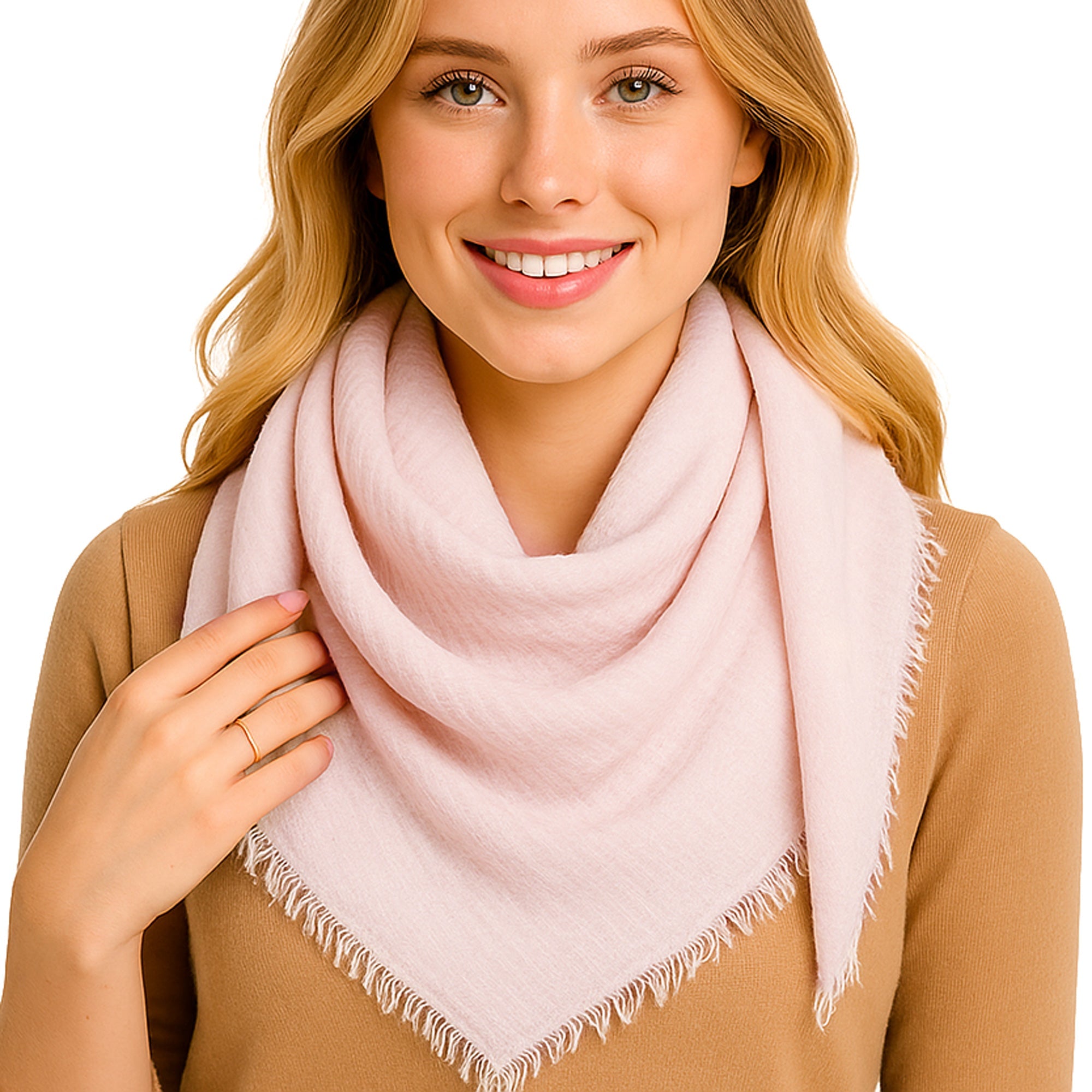 BREEZE jasnoróżowy szal damski z wiskozy MORAMO