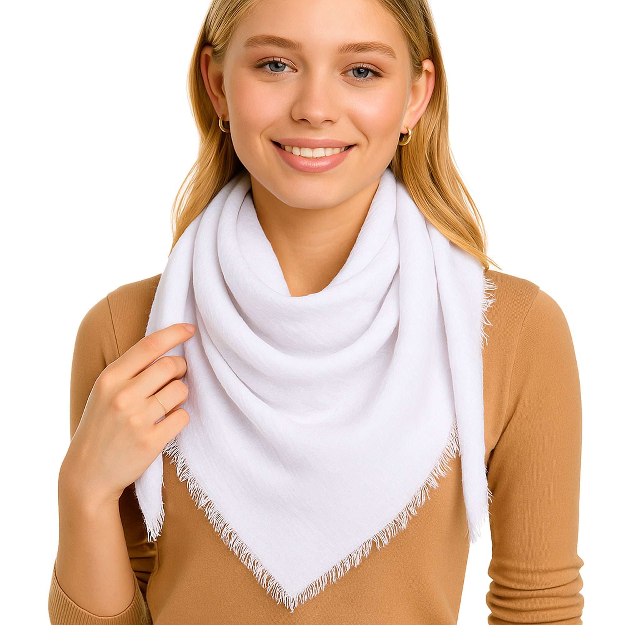 BREEZE ONE-COLOUR biały szal damski z wiskozy MORAMO