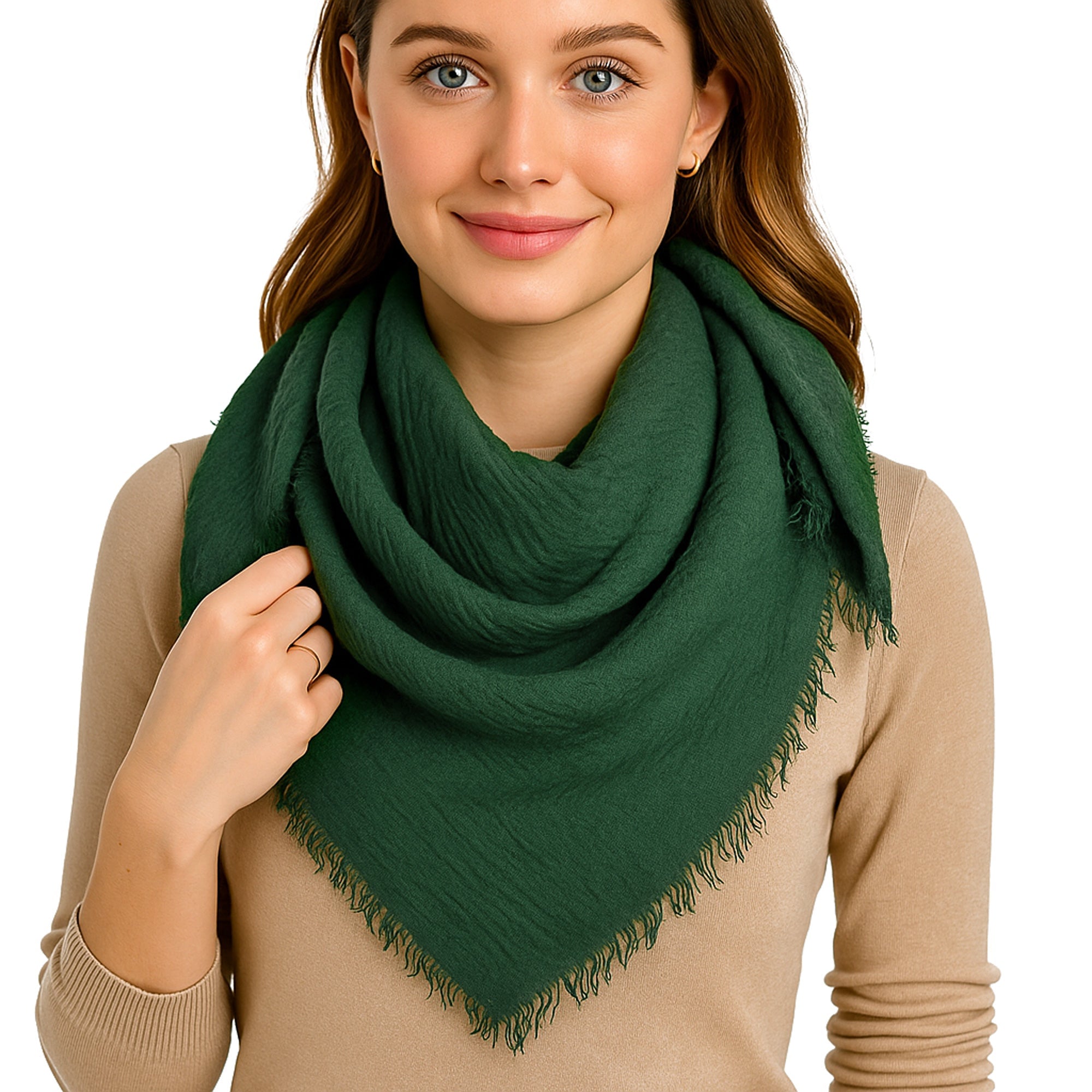 BREEZE ONE-COLOUR ciemnozielony szal damski z wiskozy MORAMO