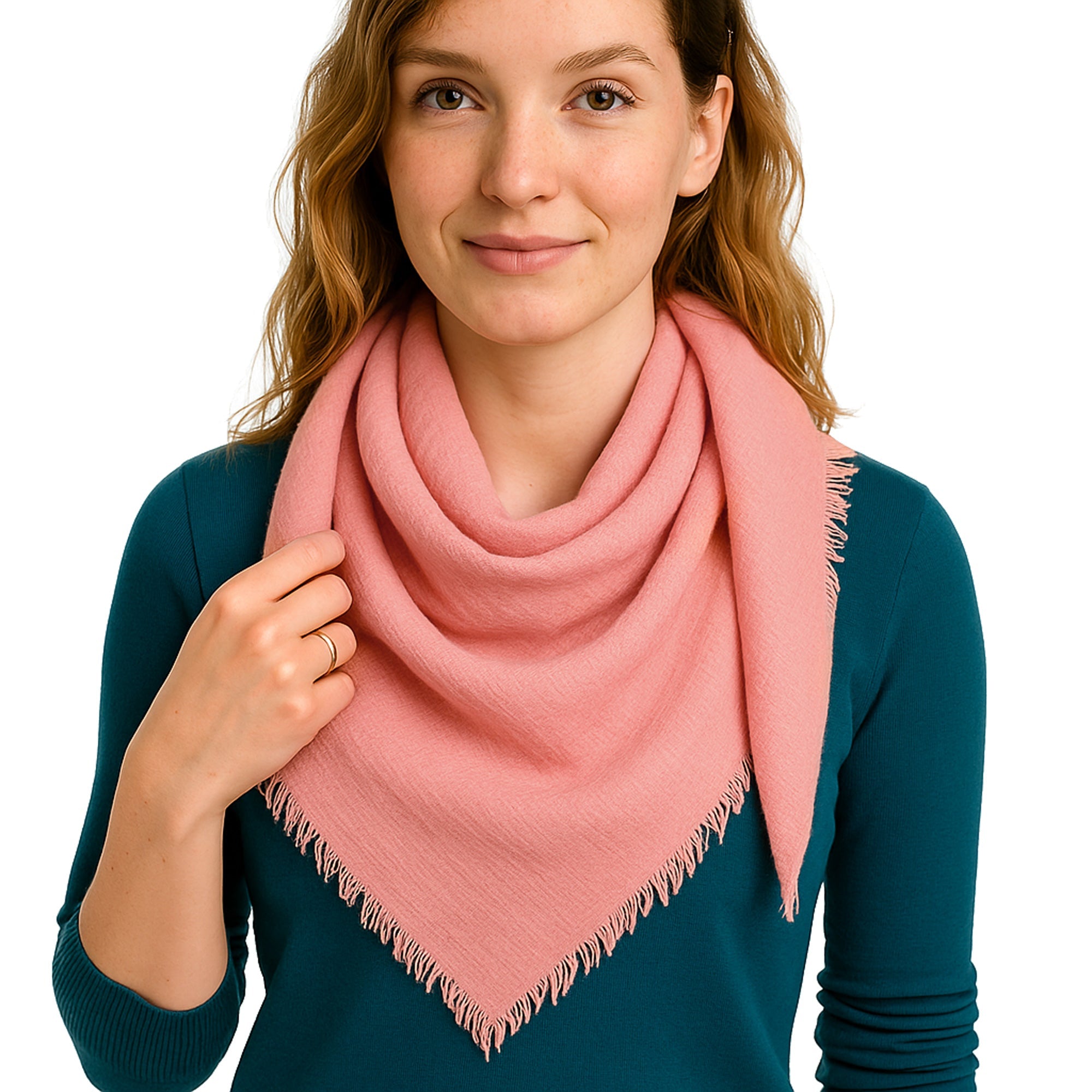 BREEZE ONE-COLOUR koralowy damski szal z wiskozy MORAMO