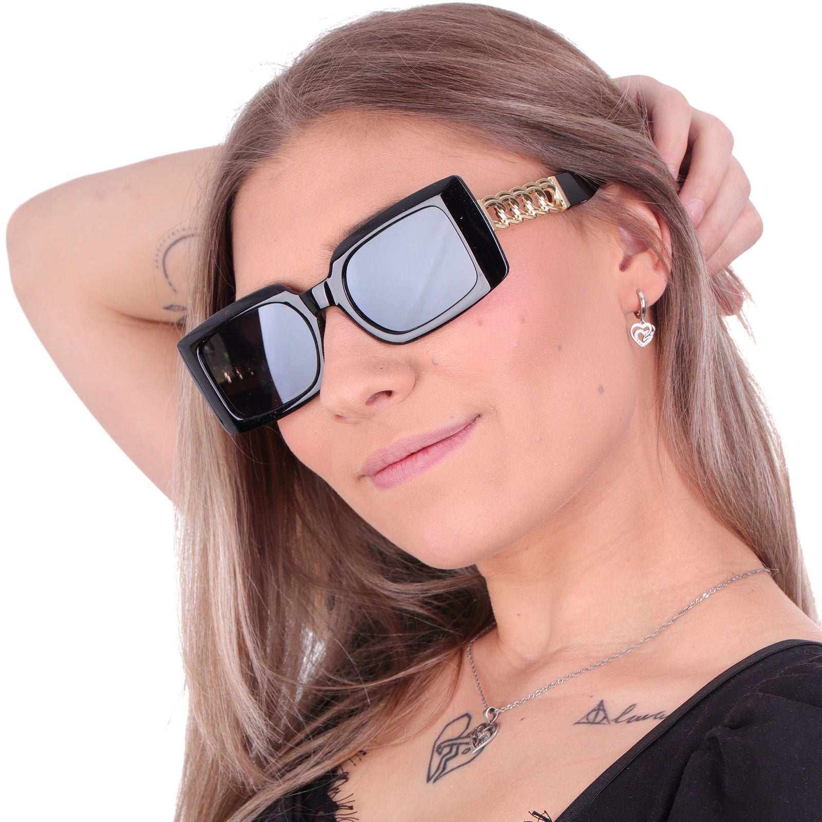 CHAIN VIEW damskie okulary przeciwsłoneczne prostokątne MORAMO