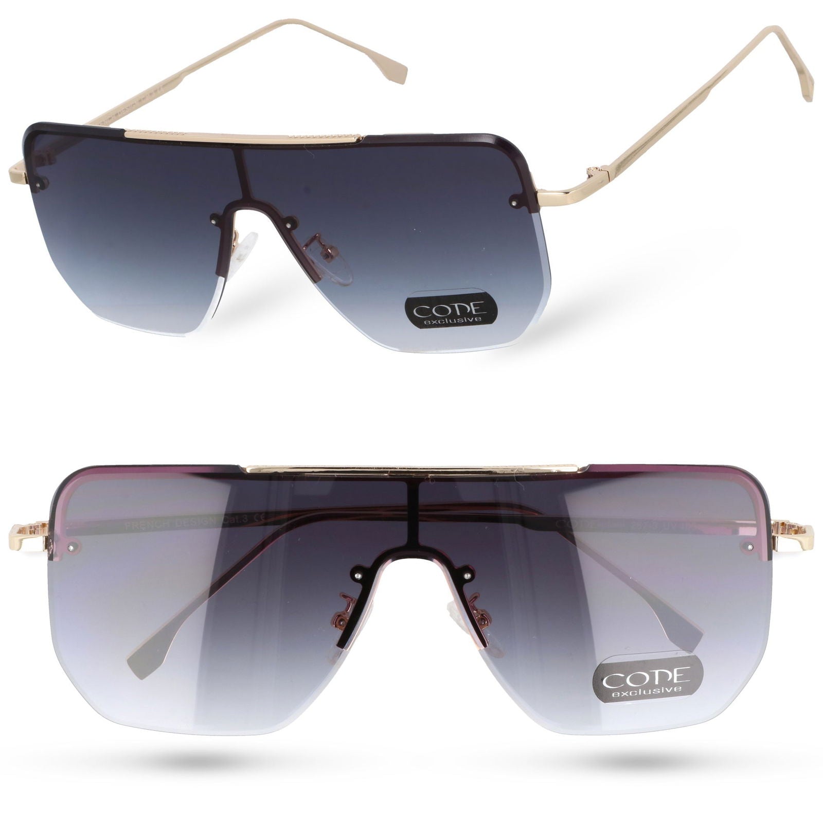 CHIC SHADOW 2 złote okulary przeciwsłoneczne pilotki unisex MORAMO