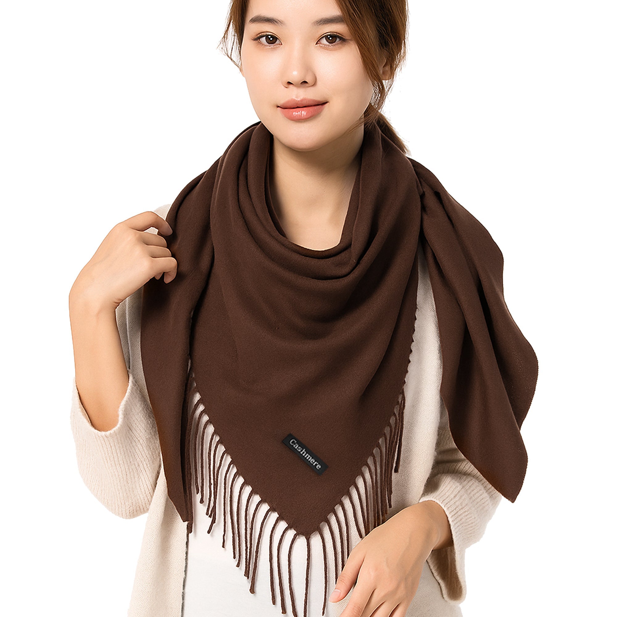 ELEGANT WARMTH brązowa wiskozowa chusta damska MORAMO