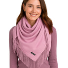 ELEGANT WARMTH chusta damska z frędzlami brudny róż MORAMO