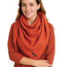 ELEGANT WARMTH ruda chusta damska z frędzlami MORAMO