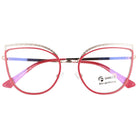 ELOY czerwone damskie okulary zerówki kocie oczy MORAMO