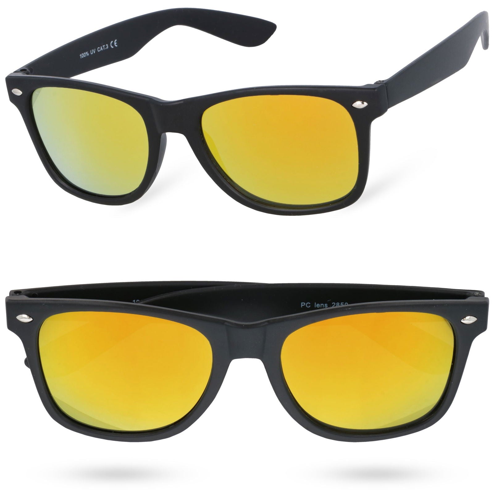 FARER REVO czarne matowe okulary lustrzane pomarańczowe MORAMO