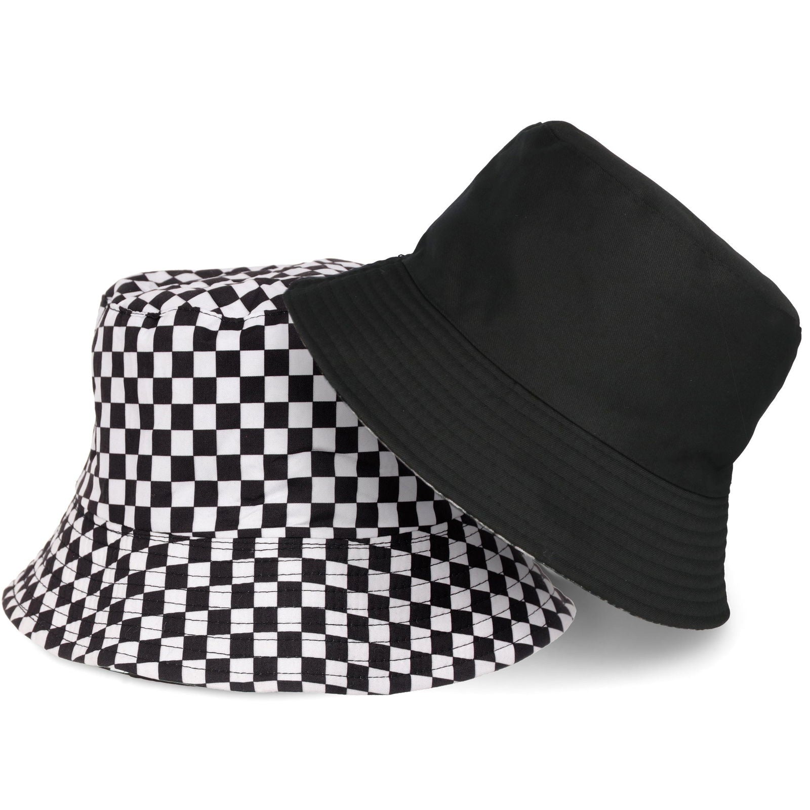 FLIP CHECKER kapelusz bawełniany czarno-biały w kratkę MORAMO