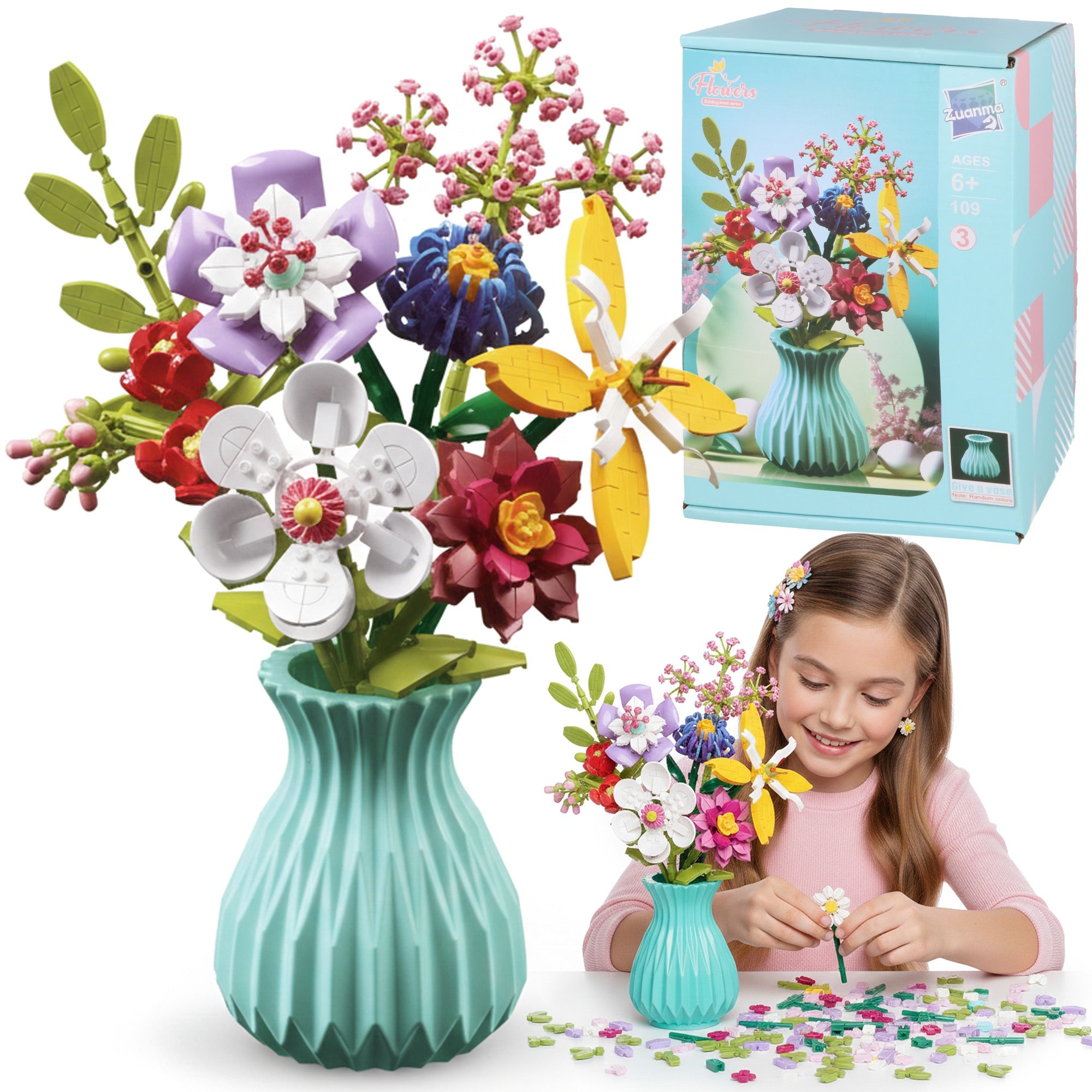 FLOWERS klocki bukiet kwiatów w wazonie 792el MORAMO