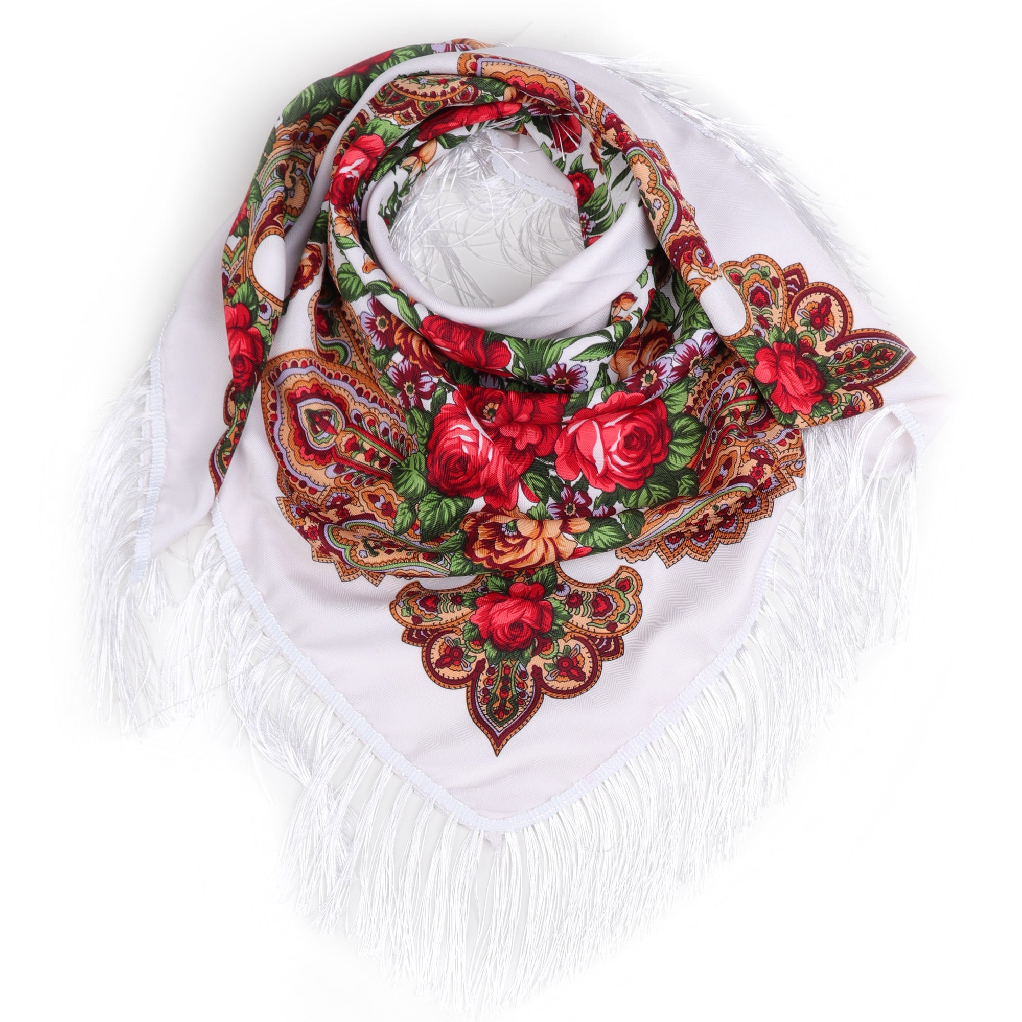 HIGHLAND biała damska chusta w kwiaty MORAMO