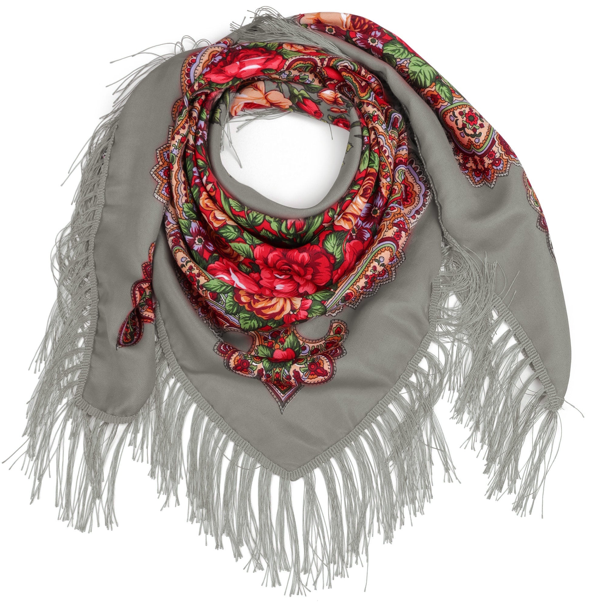 HIGHLAND szara damska chusta w kwiaty MORAMO