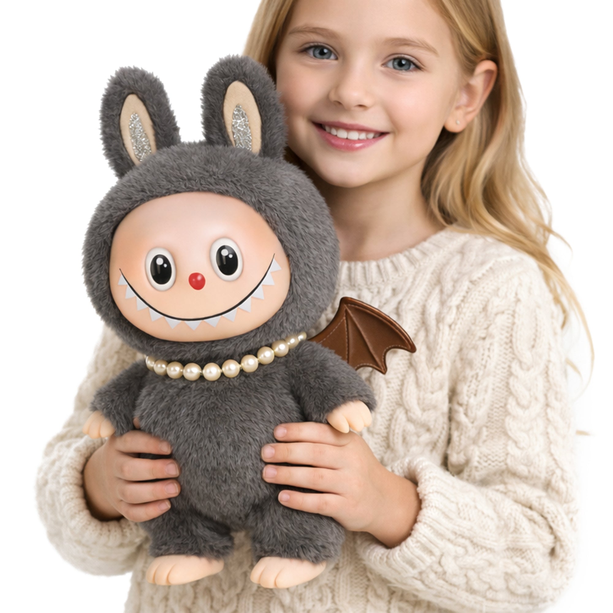 LABUBU ZIMONO duża maskotka pluszak szary 30cm MORAMO