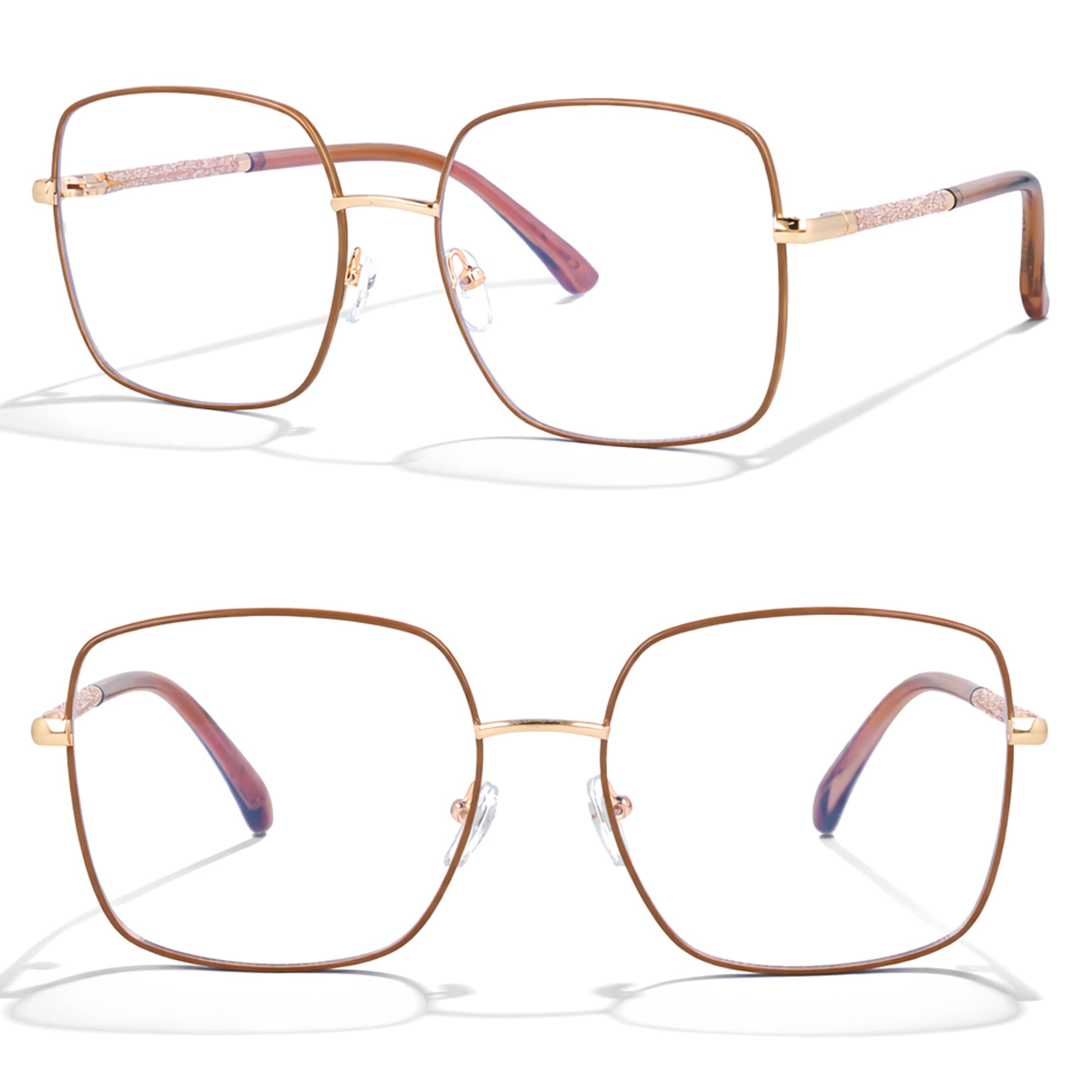 LARGE LUXE damskie brązowe okulary blue light MORAMO
