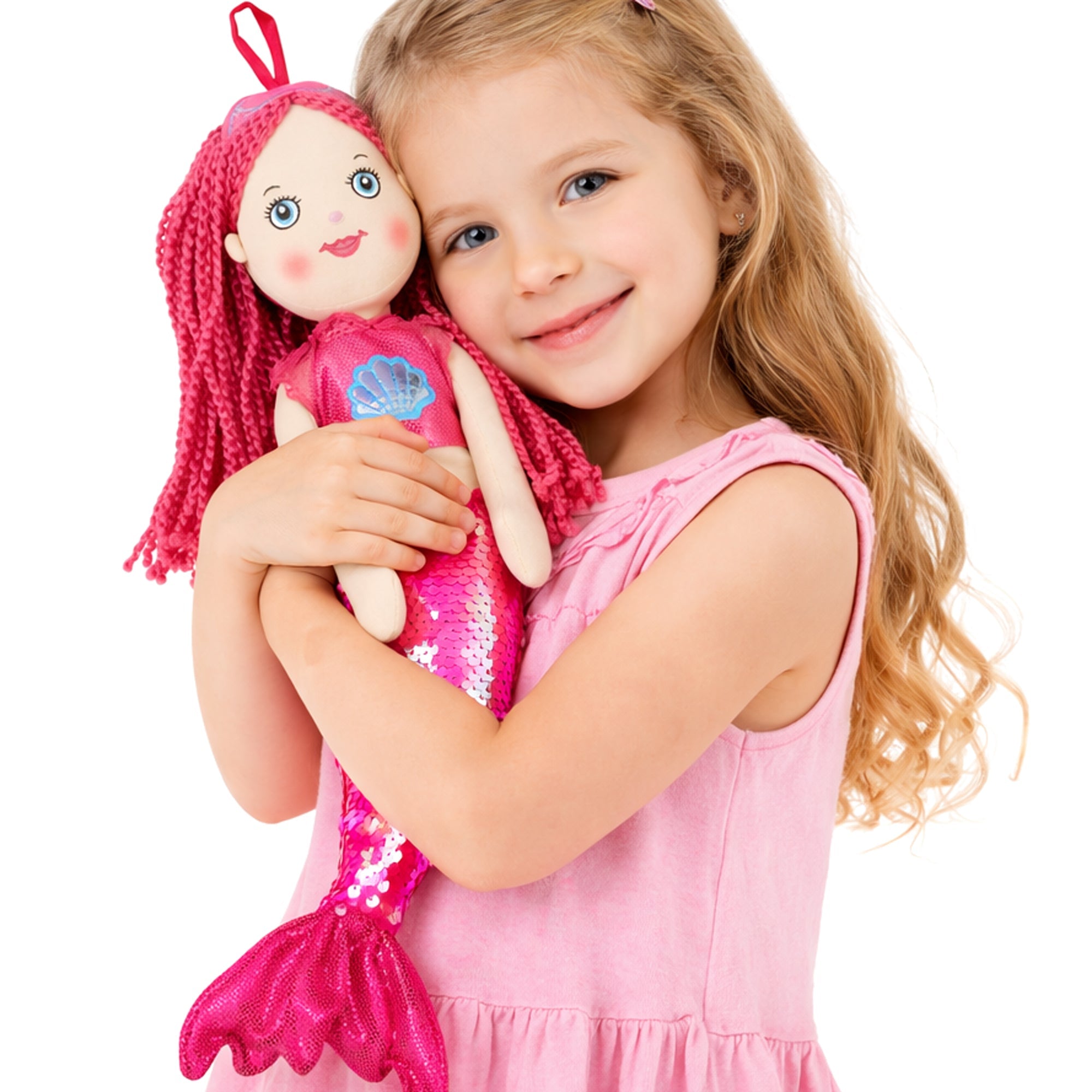 LUNA różowa maskotka syrenka z cekinami 43cm MORAMO