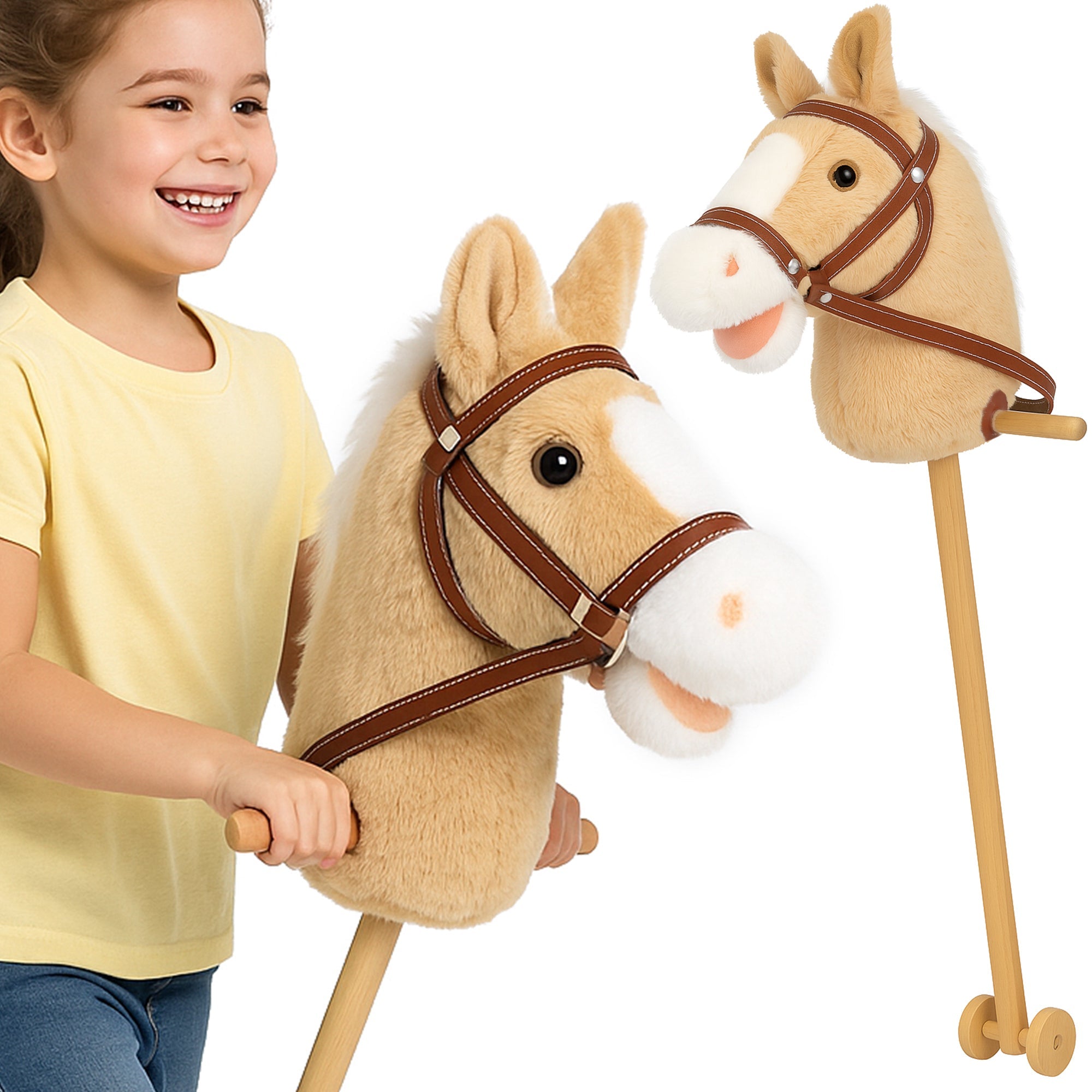 MUSTANG duży beżowy hobby horse na baterie MORAMO