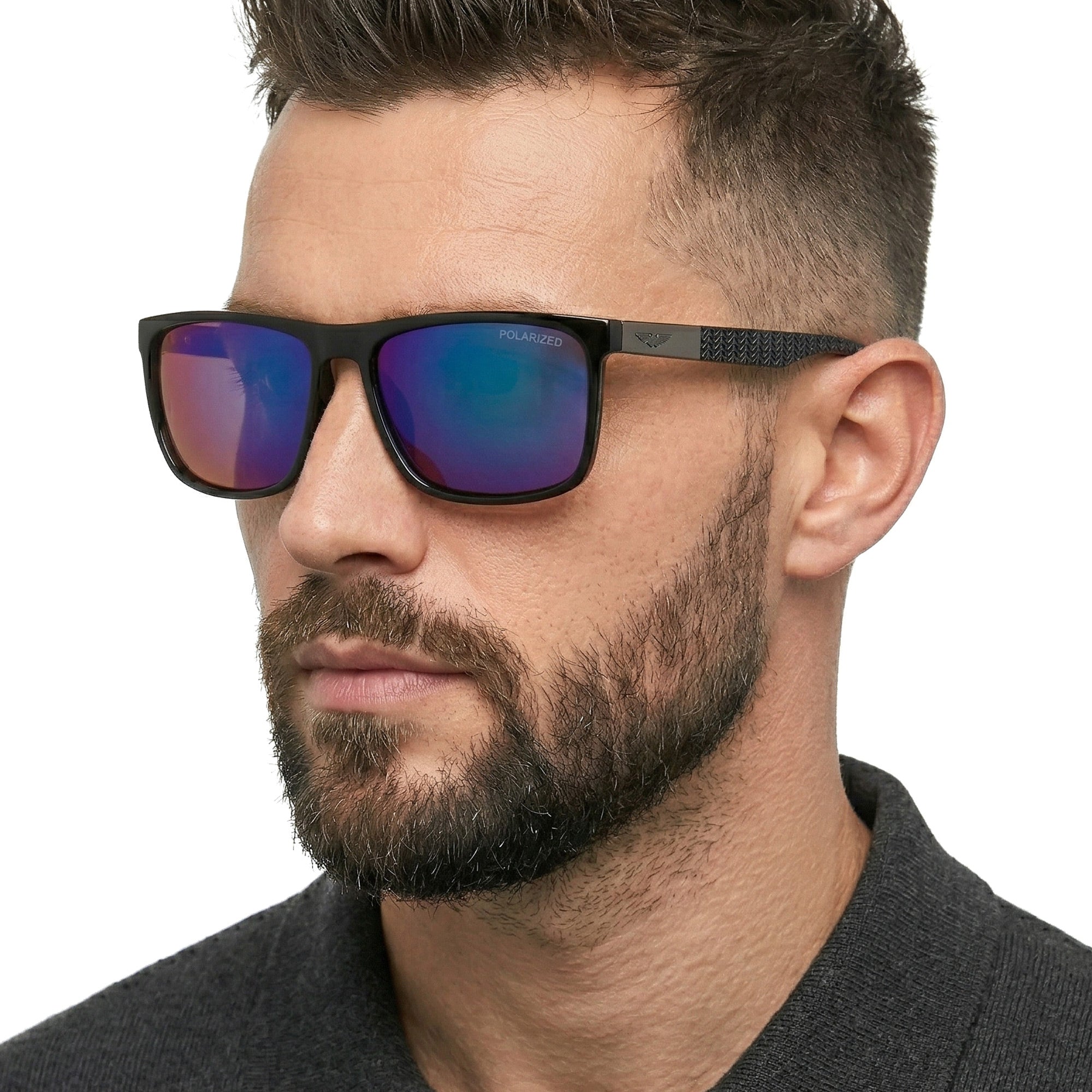 NERO MIRRO czarne męskie okulary nerdy polaryzacyjne MORAMO