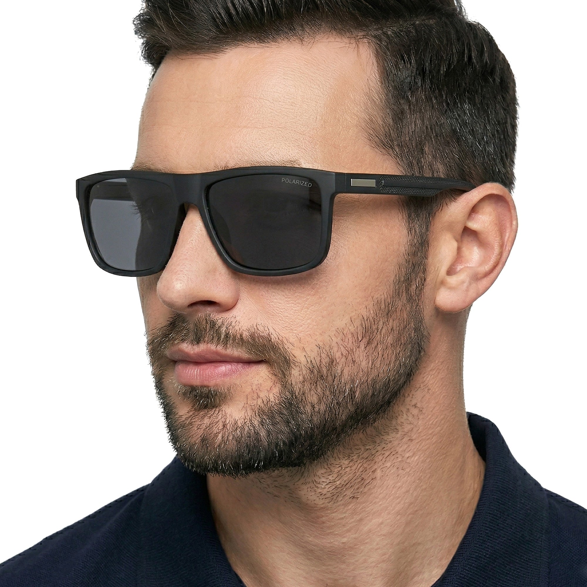 NERO POLARIS czarne kwadratowe okulary męskie polaryzacyjne MORAMO