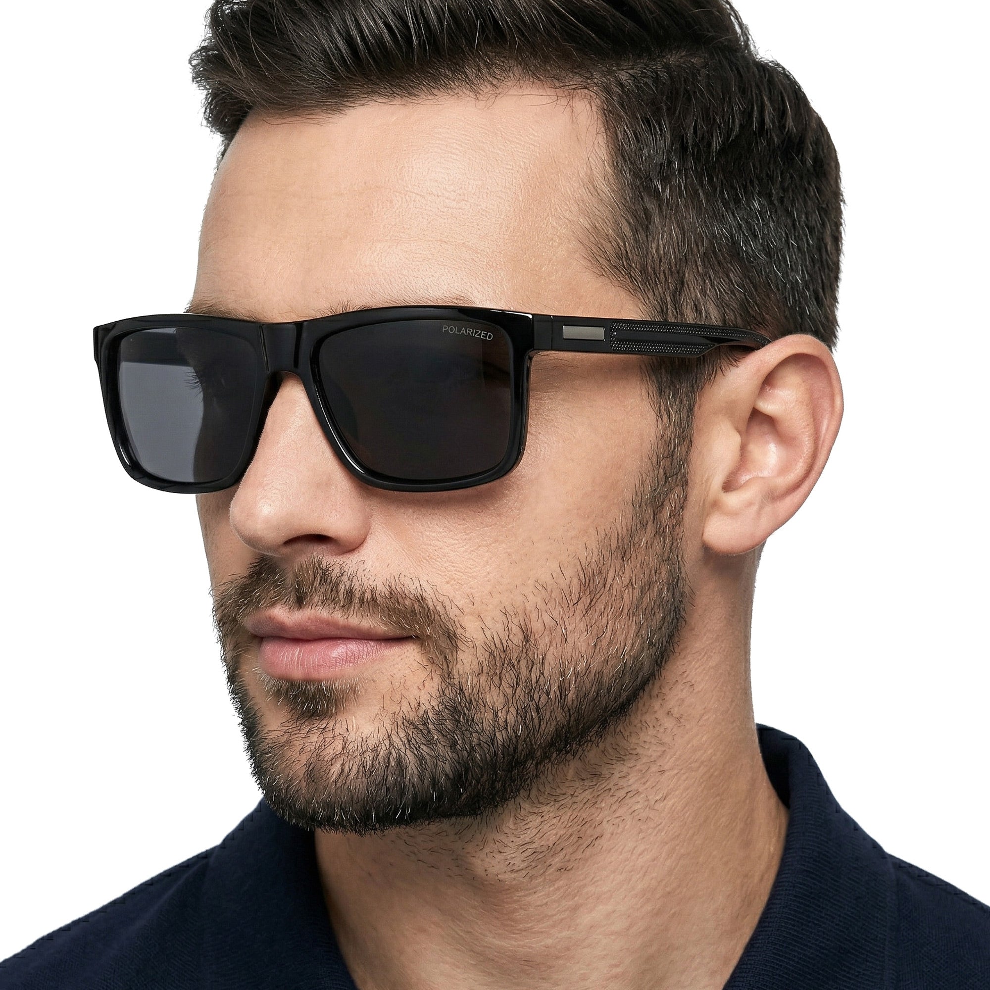 NOIR NERD czarne męskie okulary kwadratowe z polaryzacją MORAMO