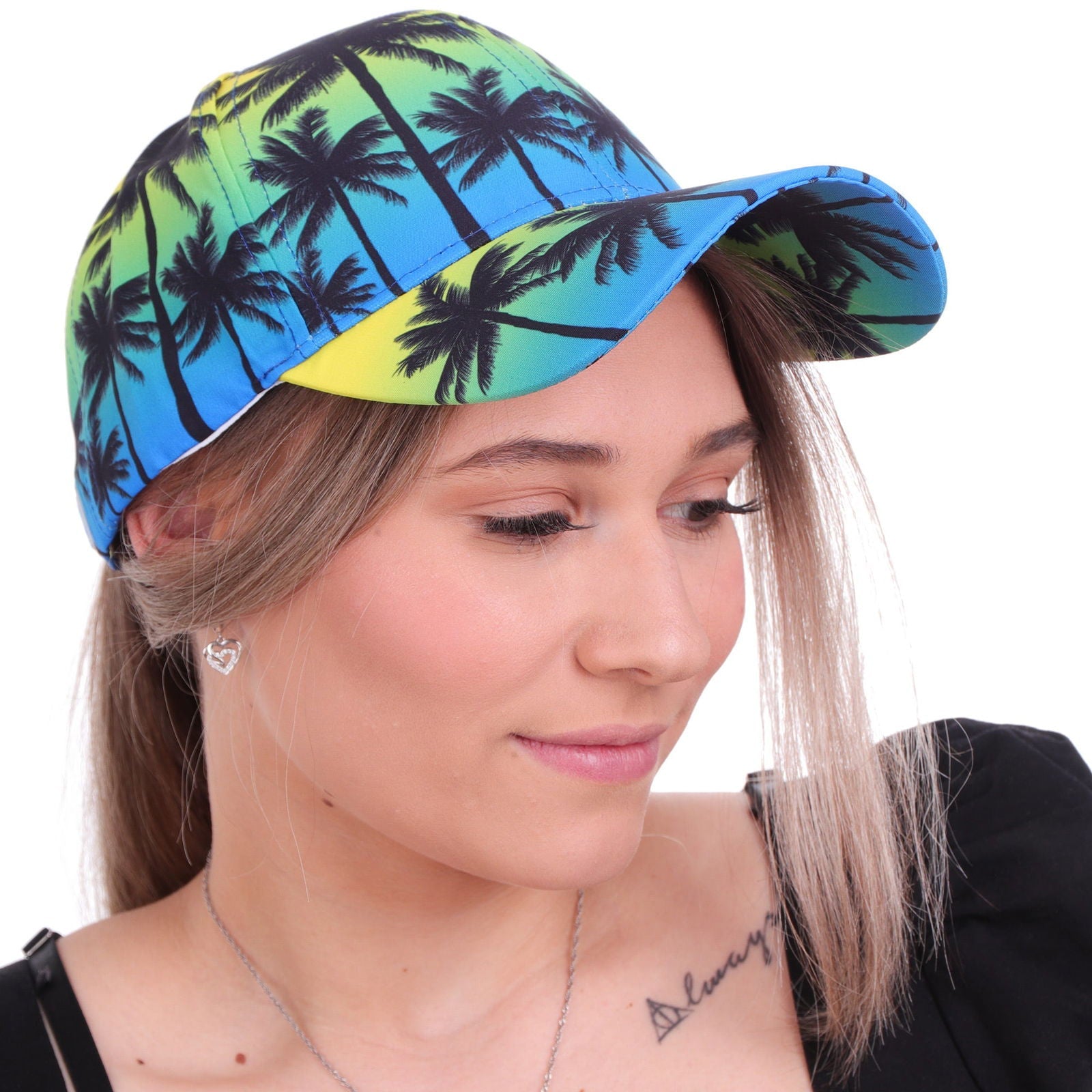 PALM BLUE-GREEN zielona bawełniana czapka z daszkiem unisex MORAMO