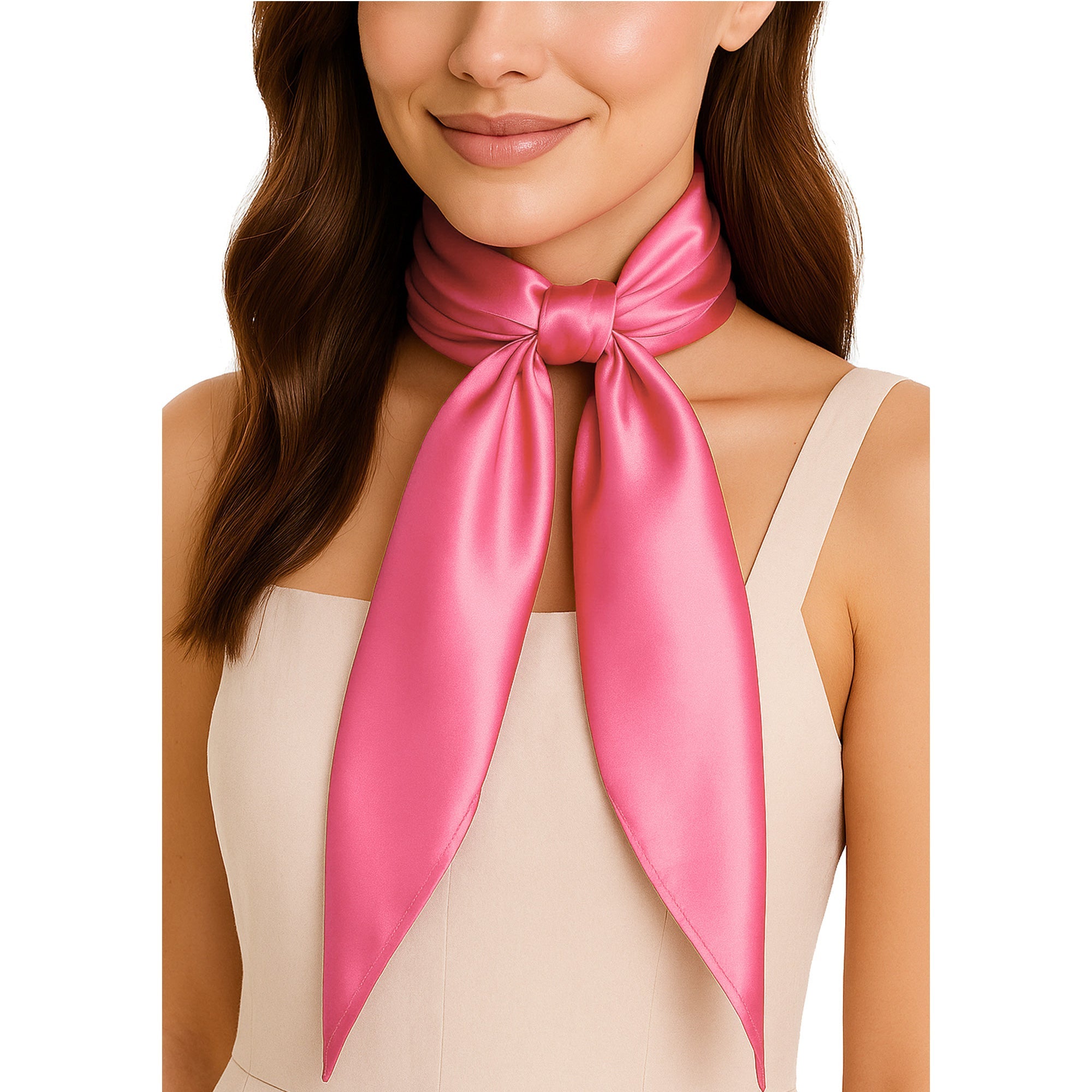 SOFT SATINE kwadratowa apaszka damska fuksja 70x70 MORAMO